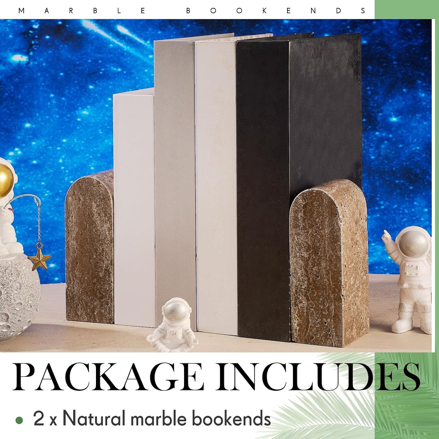 Travertine Marble Bookends / Natural / Set of 2