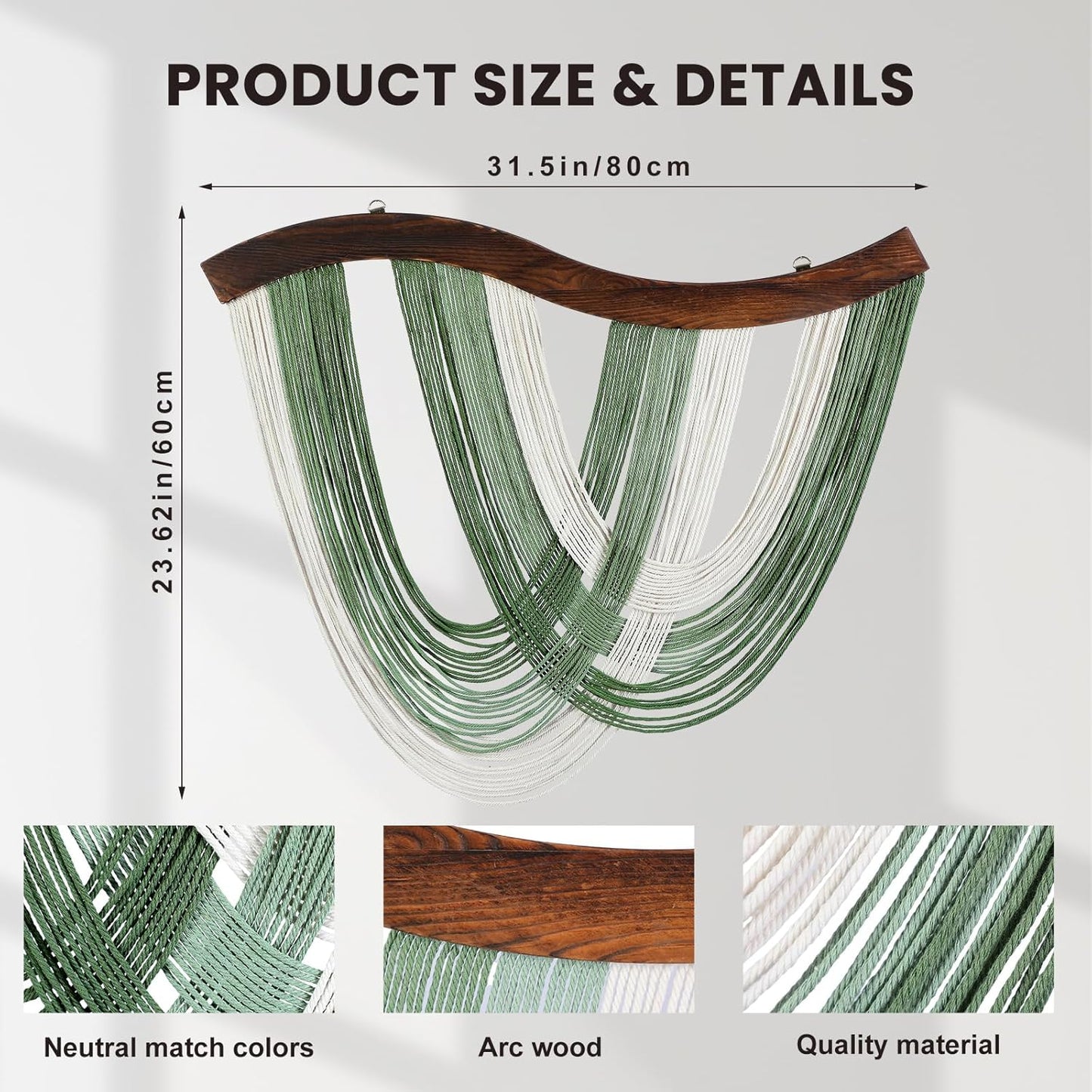 Modern Boho Decor Handmade Cotton Rope Tapestry / Sage Green