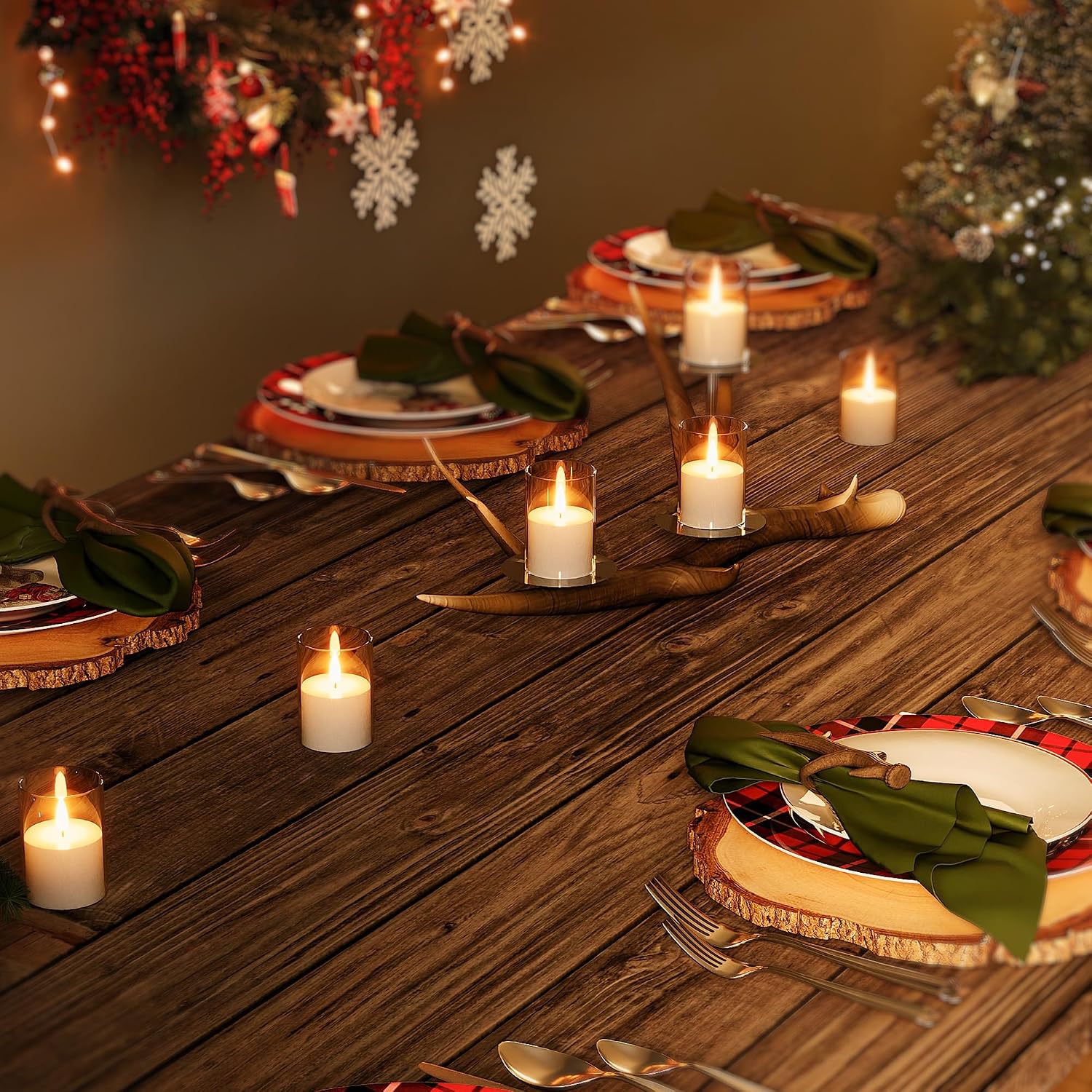 VIODAIM 6Pack Flickering Flameless LED Candles with Remote & Timer, Battery Powered - Small Pillar & Votive, Clear