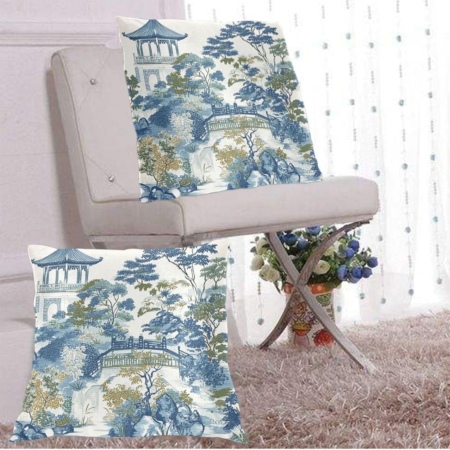 Throw Pillow Covers Pillow Cases Decoration Cushion Cover / Chinoiserie / 18 x 18 / Set of 2