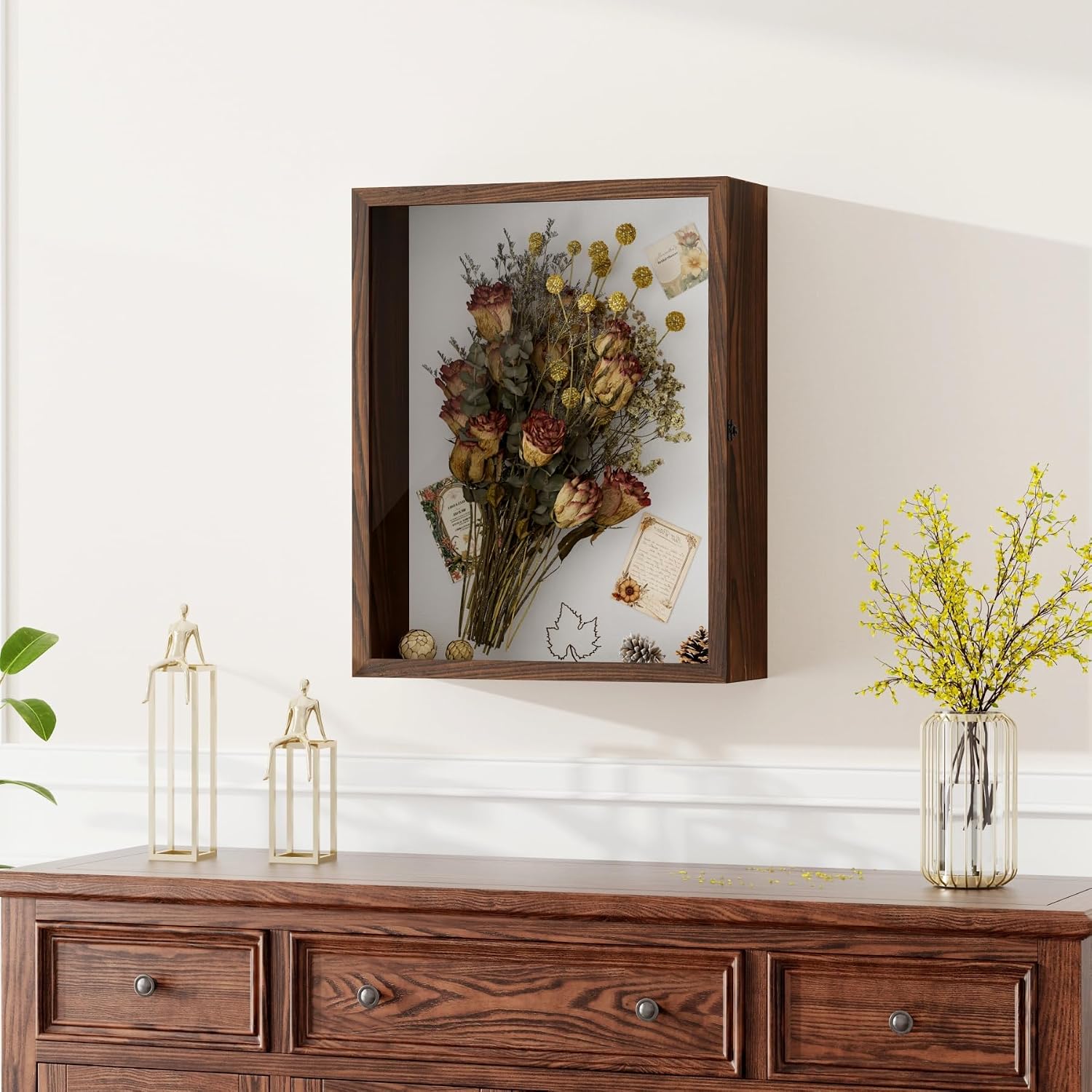 Muzilife 16x20 Large Shadow Box Pine Wood Picture Frame, 3.94 Deep, Brown | FSC-Certified Solid Pine | Tempered Glass
