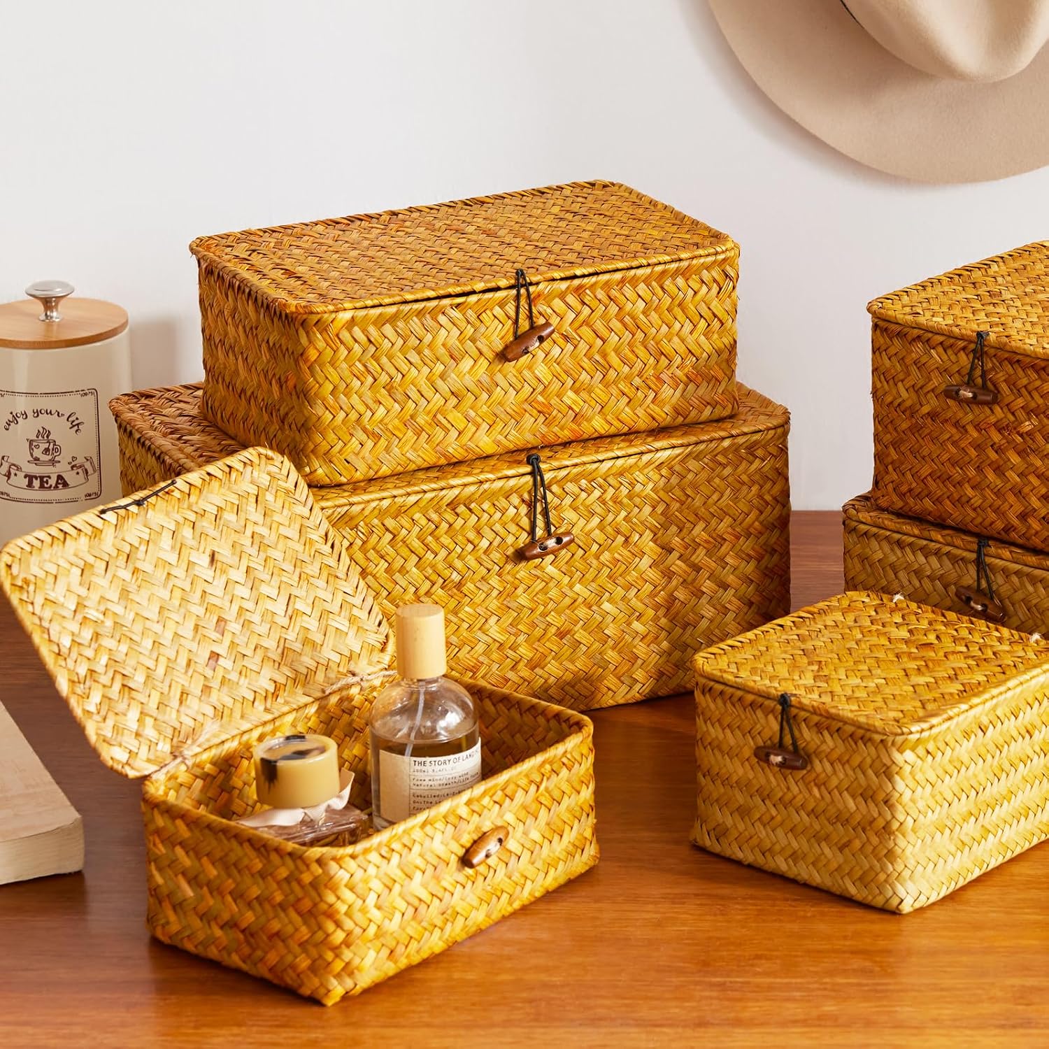 Handwoven Baskets for Storage / Rectangle / Set of 3