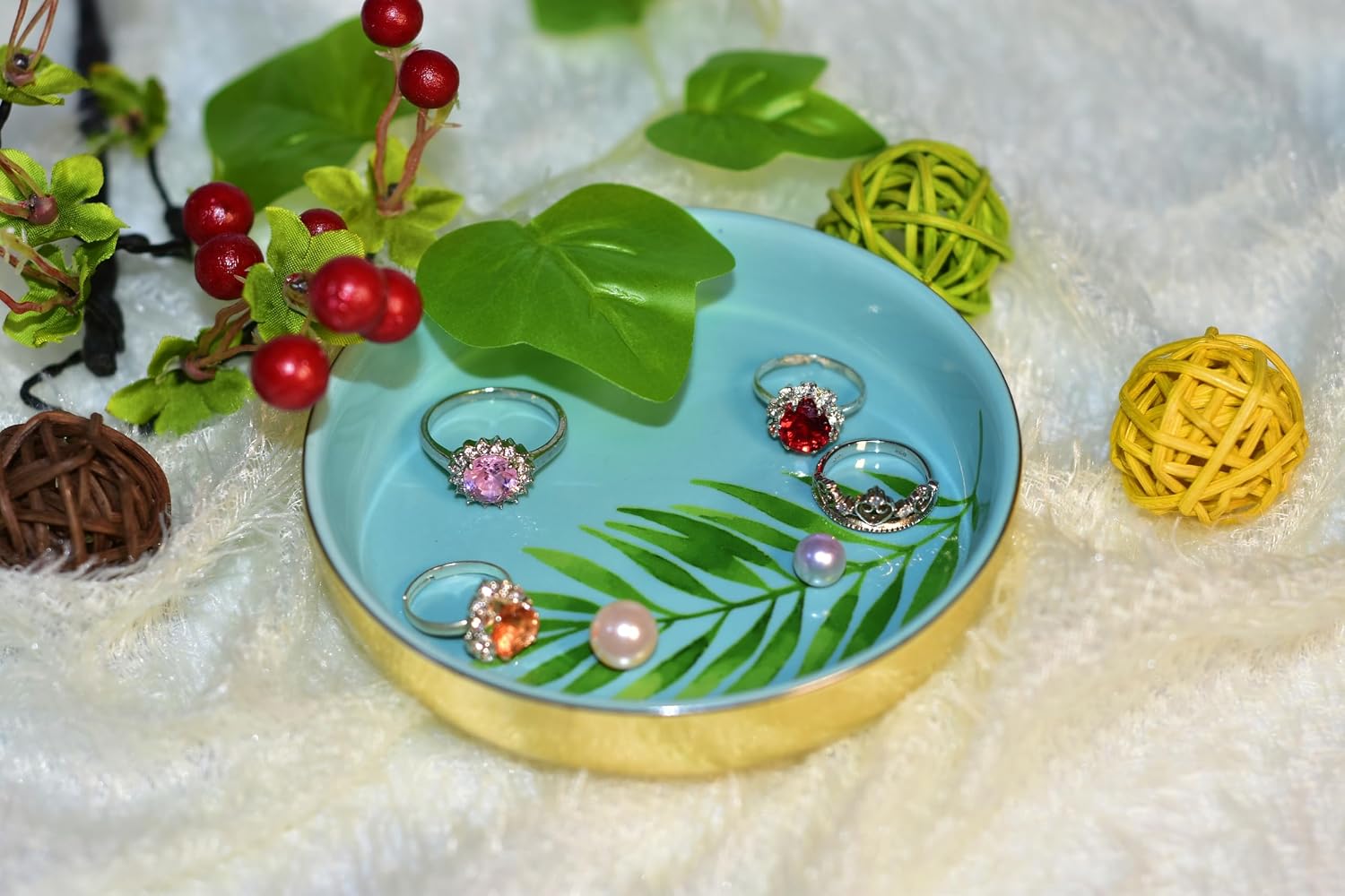 Tropical Leaf Rings Holder for Jewelry / One Size / Boutique Dish/tropical-4 / Natural