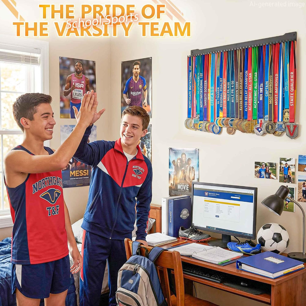 24-30 Inch Medal Hanger Display, Wall Mount Metal Ribbon Holder | Holds 60-100+ Medals, Supports 45 Lbs Capacity