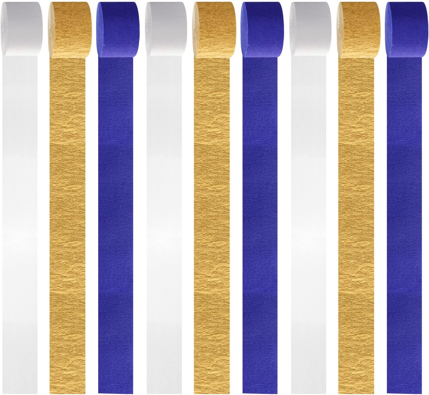 Navy-Blue White-Gold Crepe Paper Streamers / Navy Blue White Gold