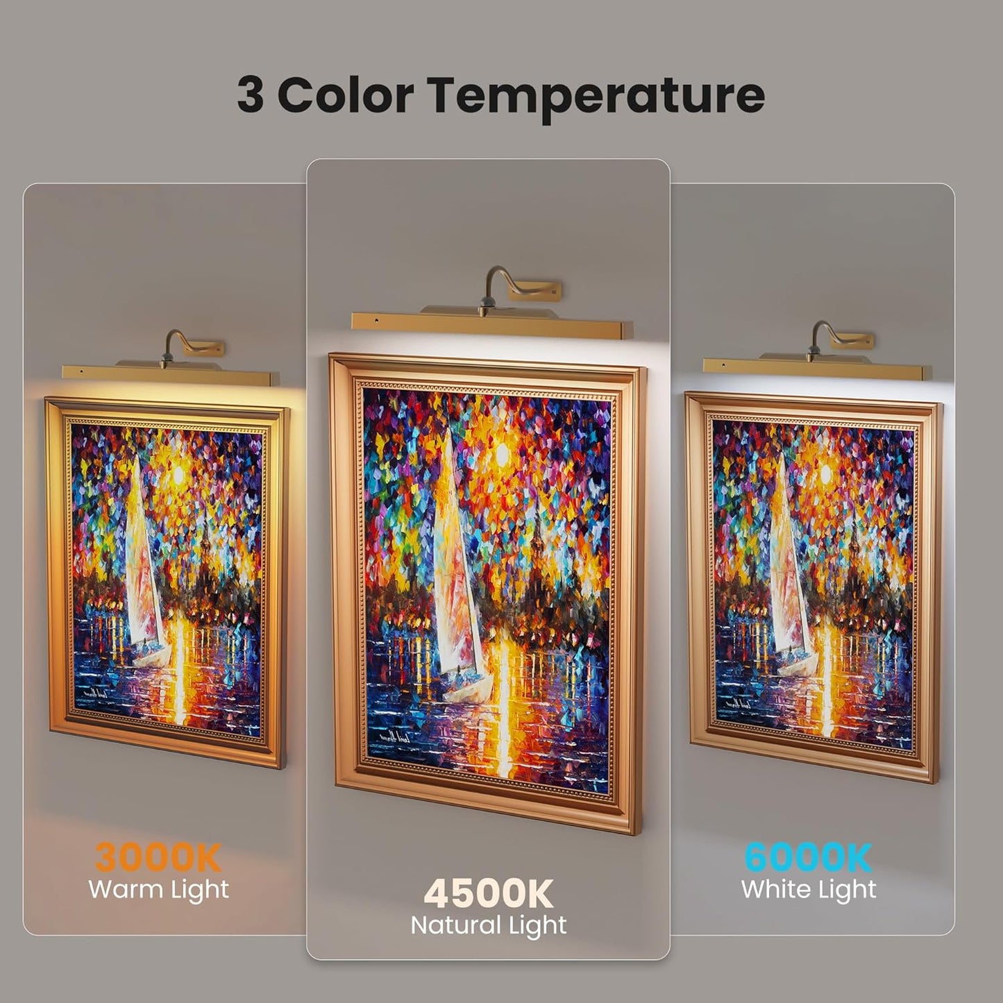 Wireless Picture Light Battery Operated, 16in Picture Light for Wal, 2Pack Rechargeable 5000mAh Battery Wall Sconce for