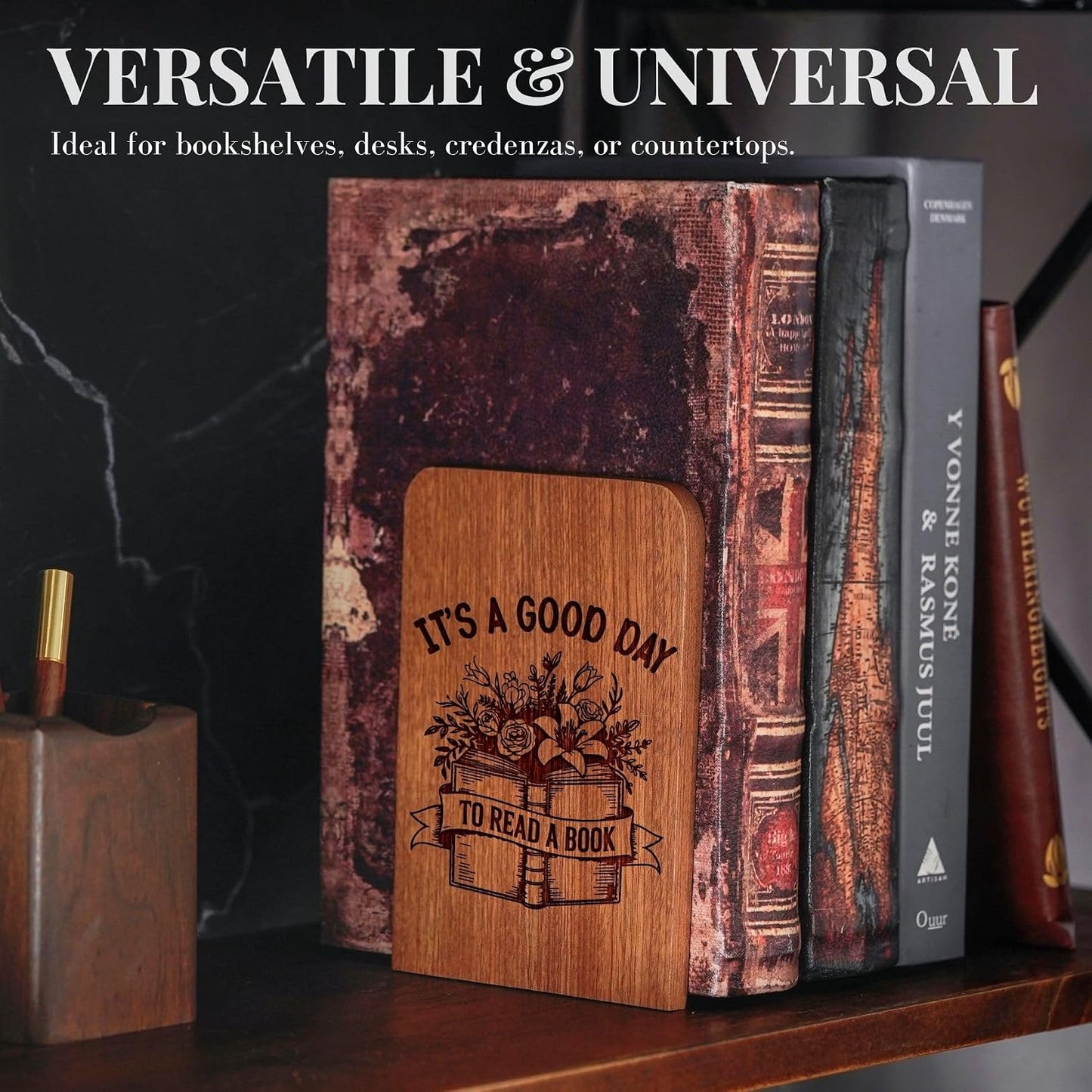 Heavy Duty Wooden Book Ends / Goodday