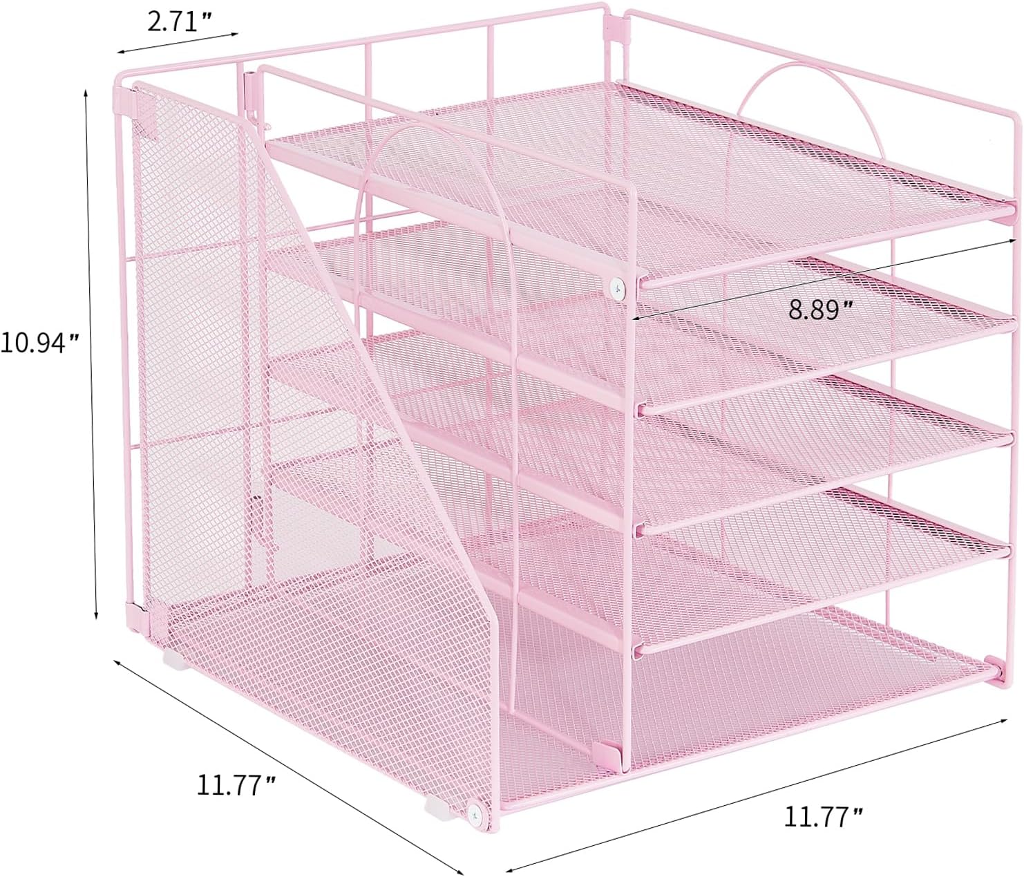LEKETREE Desk Organizers and Accessories, 5-Tier Paper Letter Tray Organizer with File Holder, Desktop Organizer for