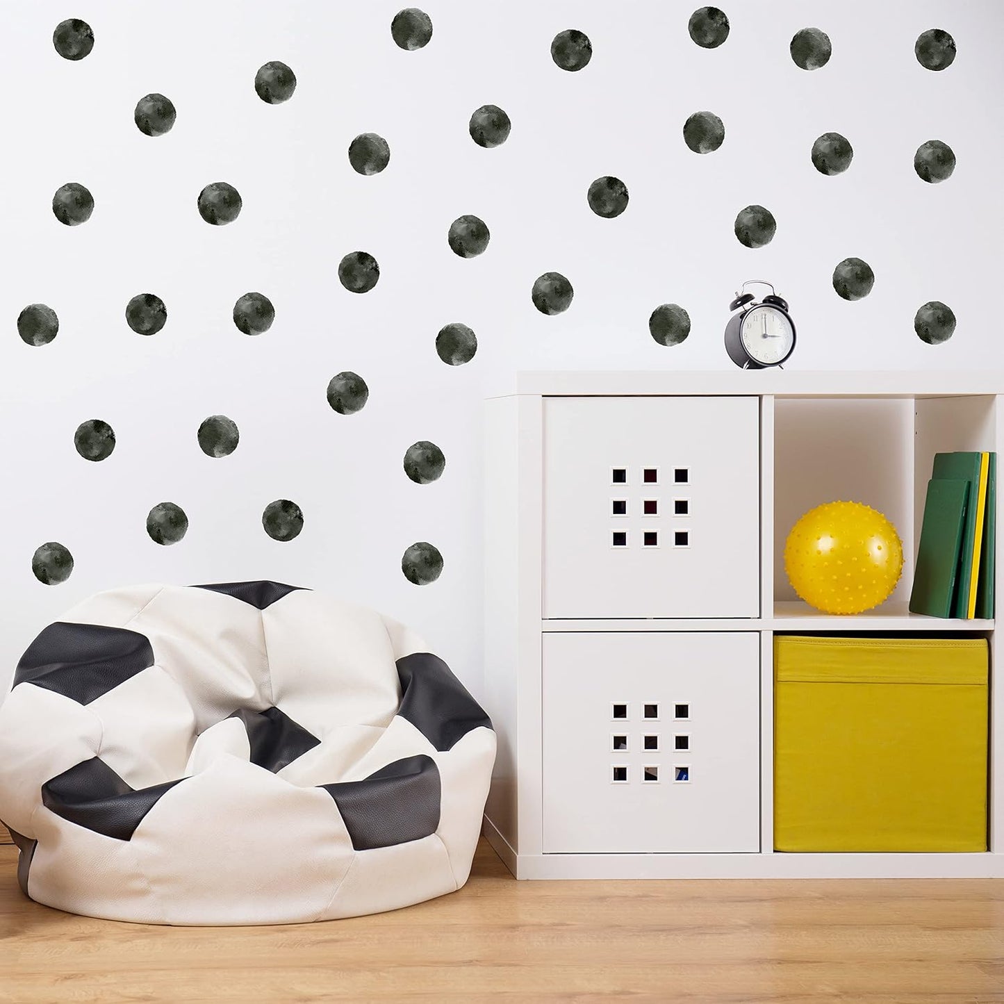 2.2'' Modern Polka Dot Wall Decals Minimalist Monochrome Dots Removable Wall / Black / Set of 120