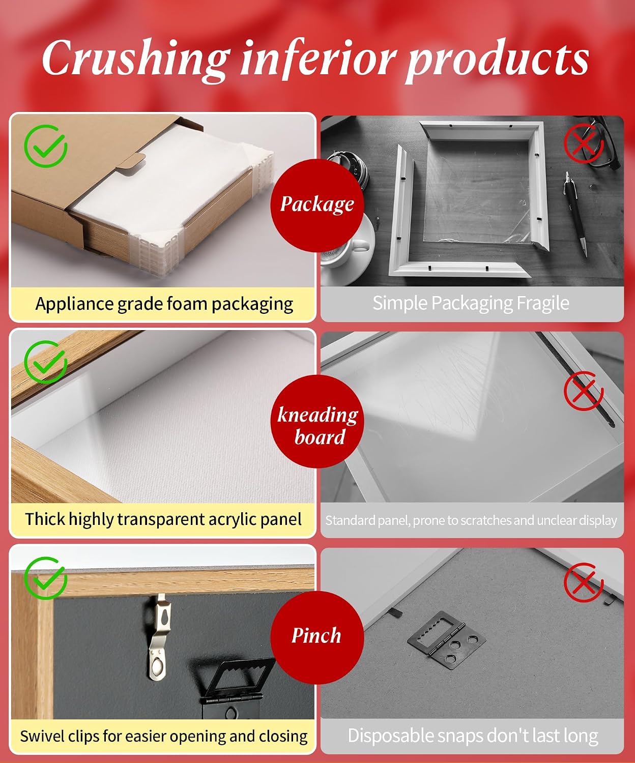 16x20 Large Shadow Box Frame with Thickened Acrylic Panel & Pins | With Linen Back, Upgraded 1.7" Deep Wood Shadow Box