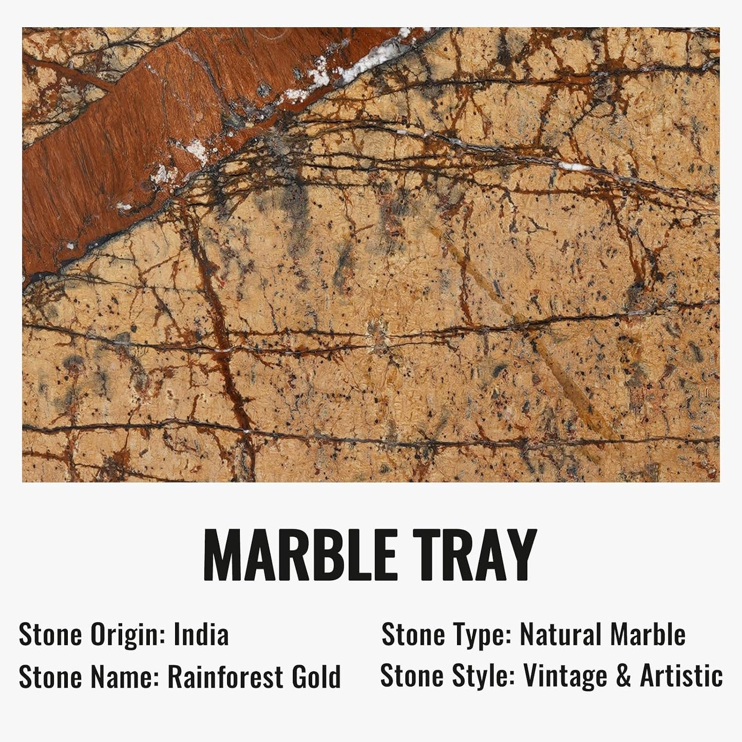 Candles / Countertop Organizer / Brown Red Marble-rainforest Gold / 12 x 6 x 0.8
