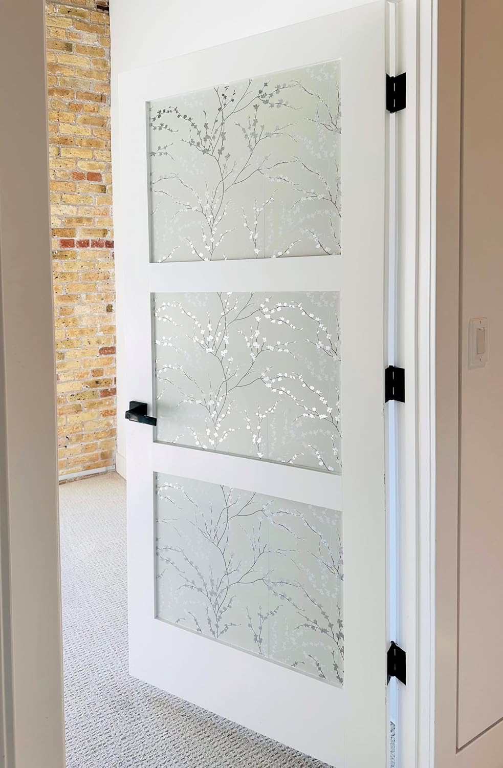 Peel and Stick Wallpaper Panels in West Coast Branch Floral Design / Sage Green / 16 x 24 / Set of 8