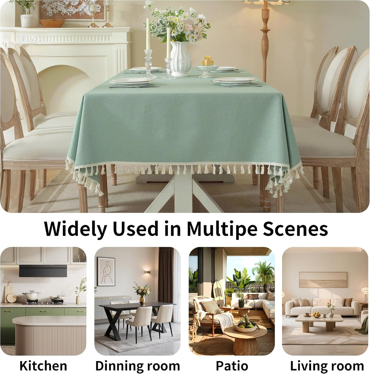 Table Cloth Rectangle Table with Waterproof, Spring Tablecloth with Tassel,Tablecloths for Protect Table Dining, Party