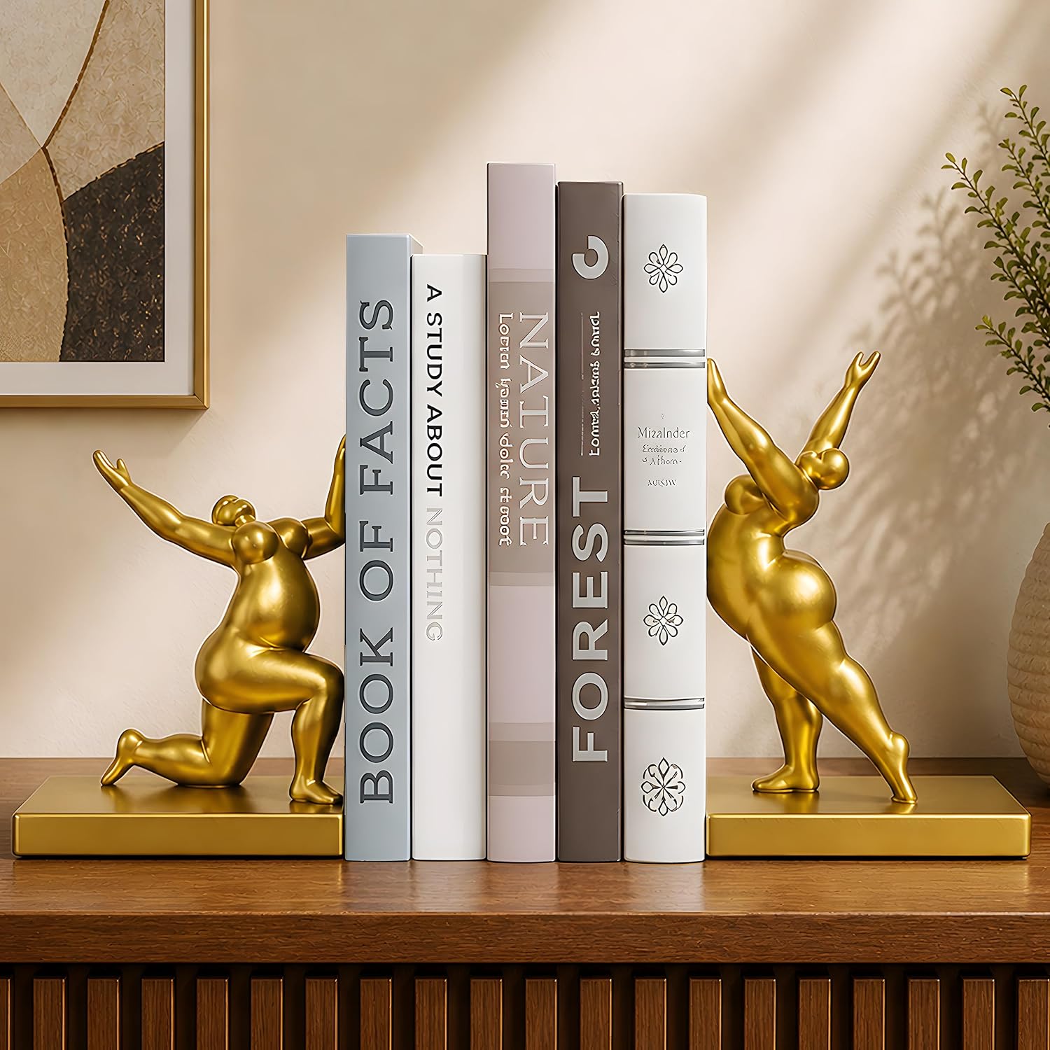 Decorative Modern Bookends / Metallic Gold / Set of 2