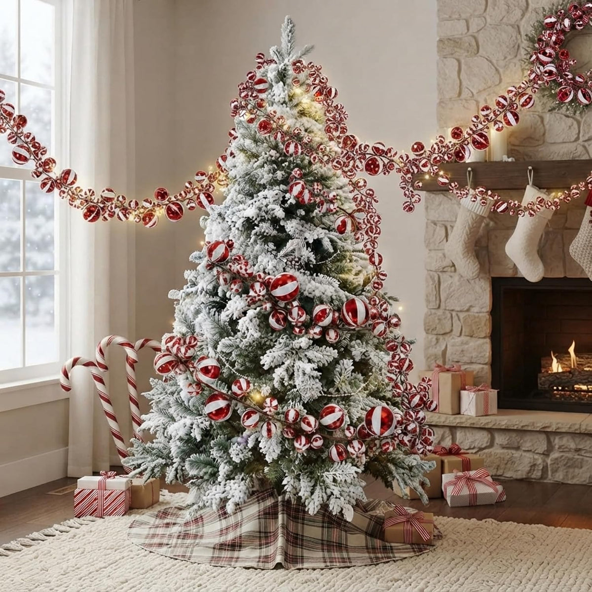 2 Pcs 6 ft Christmas Ball Ornament Garland, Candy | Bauble Bulb Christmas Tree Ball Decoration Shatterproof Ornaments