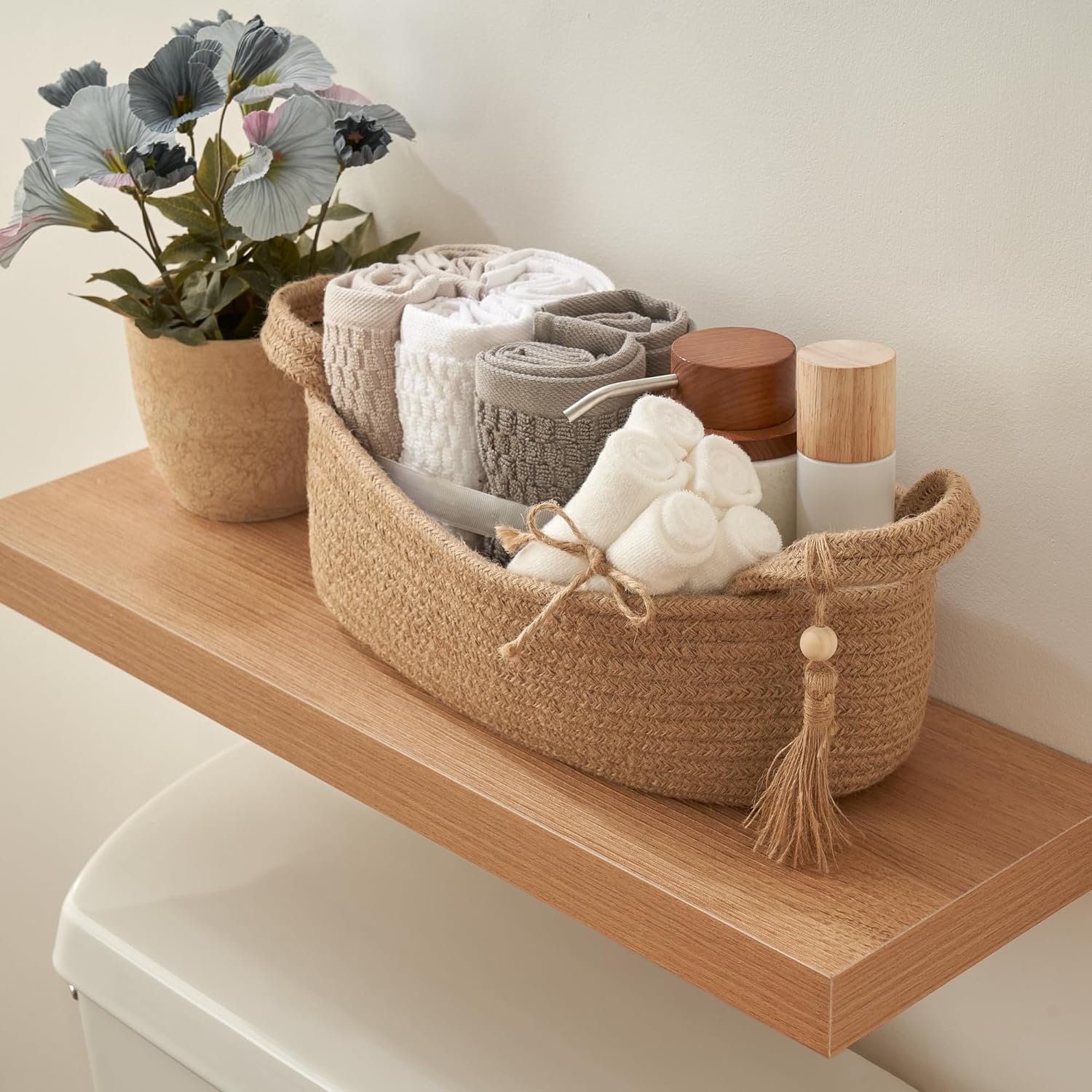 Boho Jute Cotton Rope Bin / Natural Brown