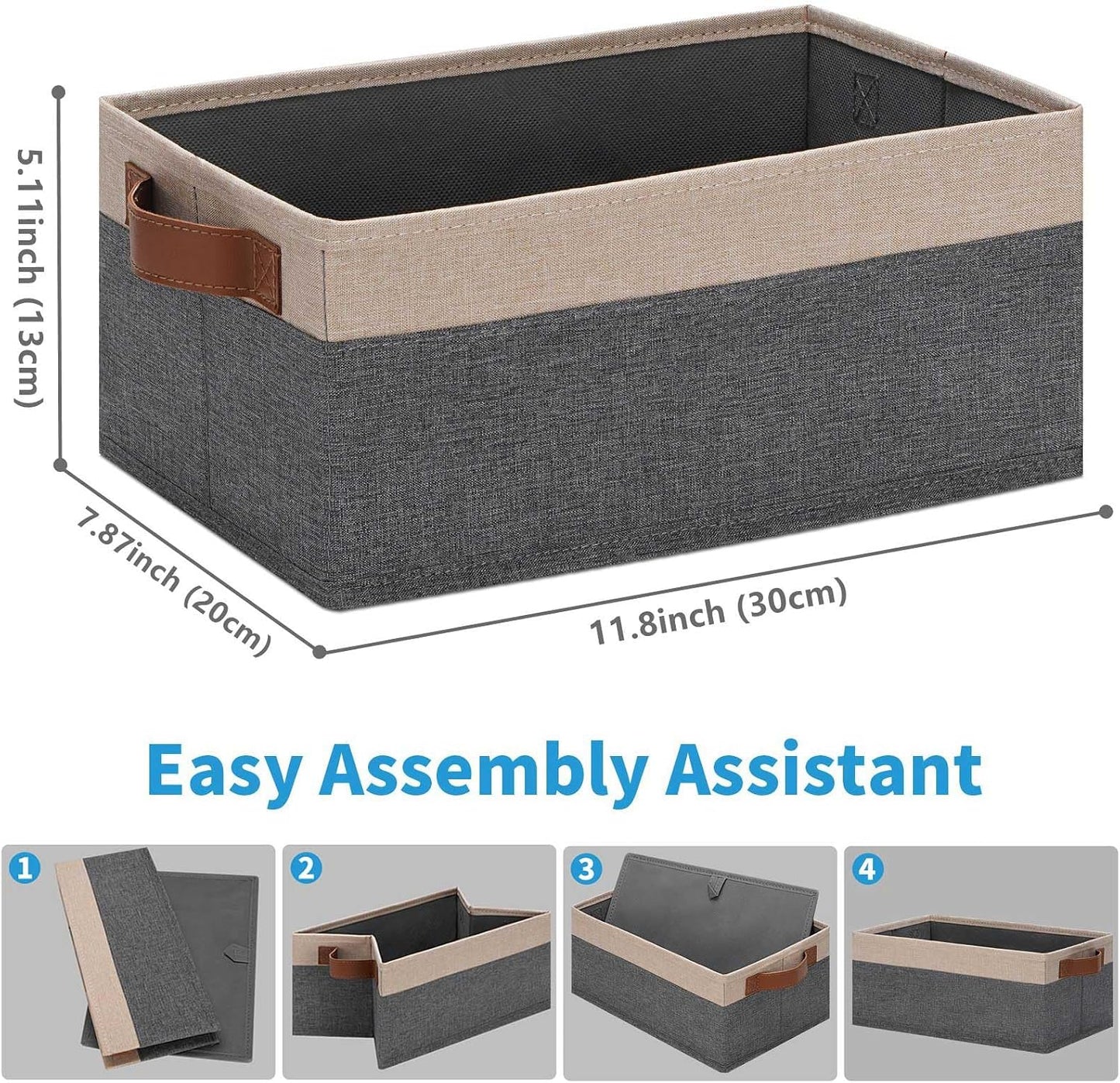 Storage Basket / Fabric Storage Bins / 11.8 x 7.87 x 5.11 / Small / Grey&beige Yellow / Set of 6