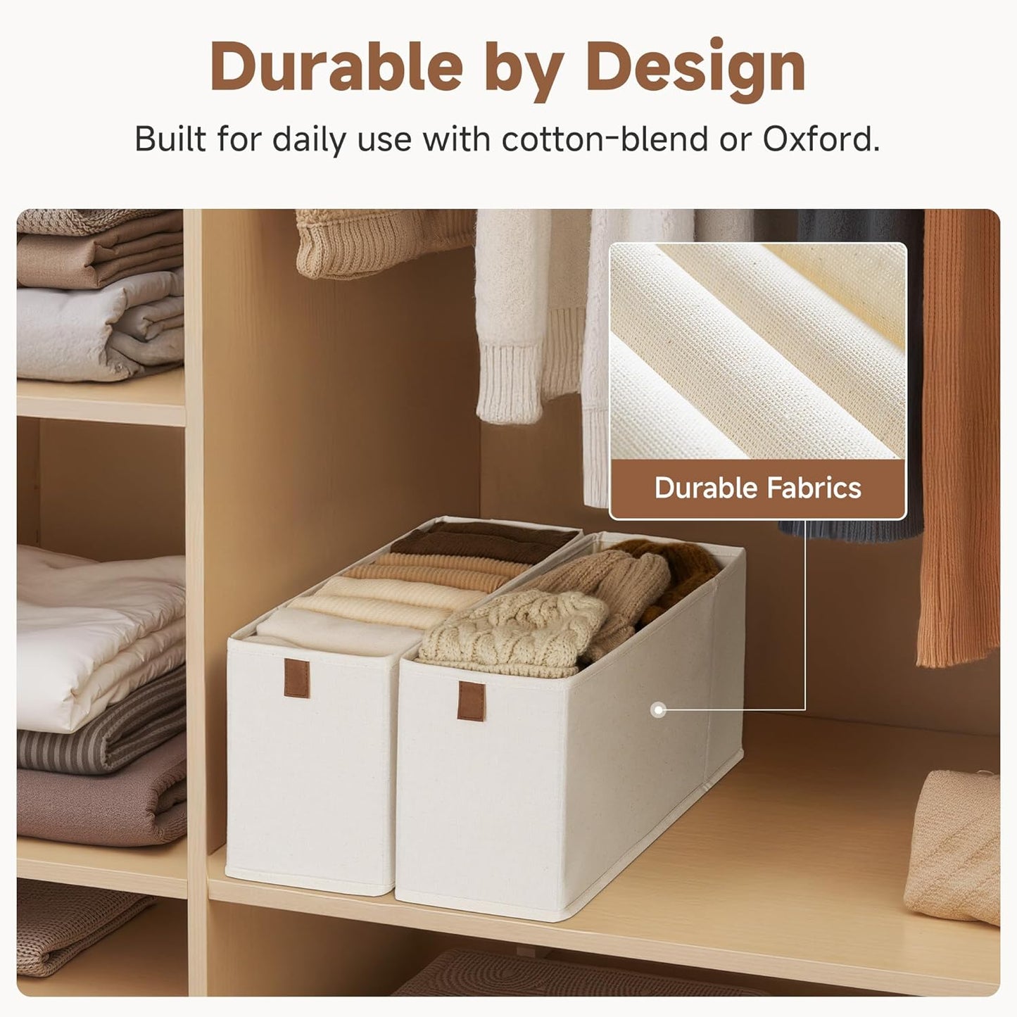 Small Storage Bins / Beige / 6.25'' Width / Set of 4