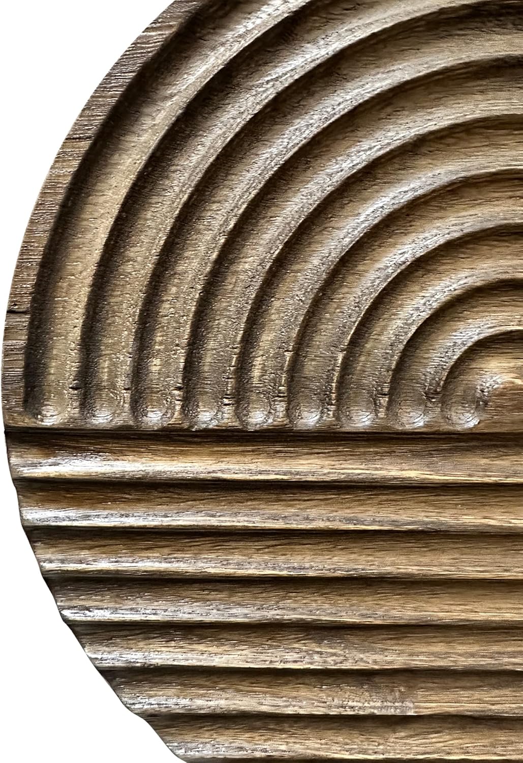 Hand-carved Wood Wall Decor featuring Artistic Round Design for Farmhouse and Country-style / Brown