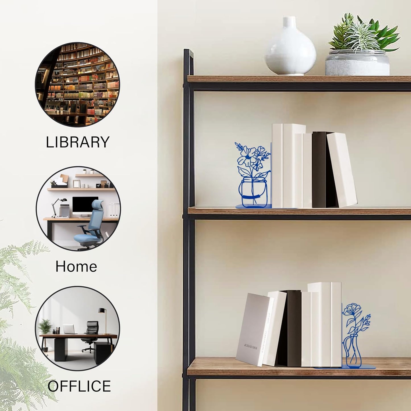 Metal Decorative BookEnds / Blue