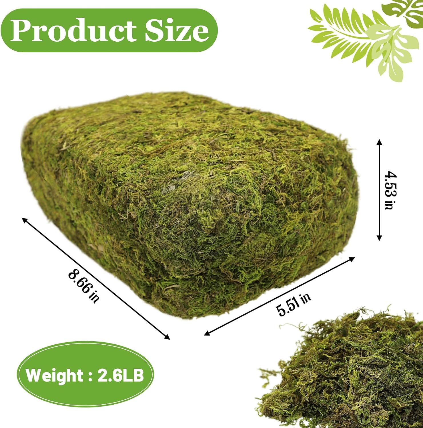 2.6LBS Artificial Fake Moss for Fake Plants Indoor- Faux Craft Moss for Potted / 2.6 Lb / Green