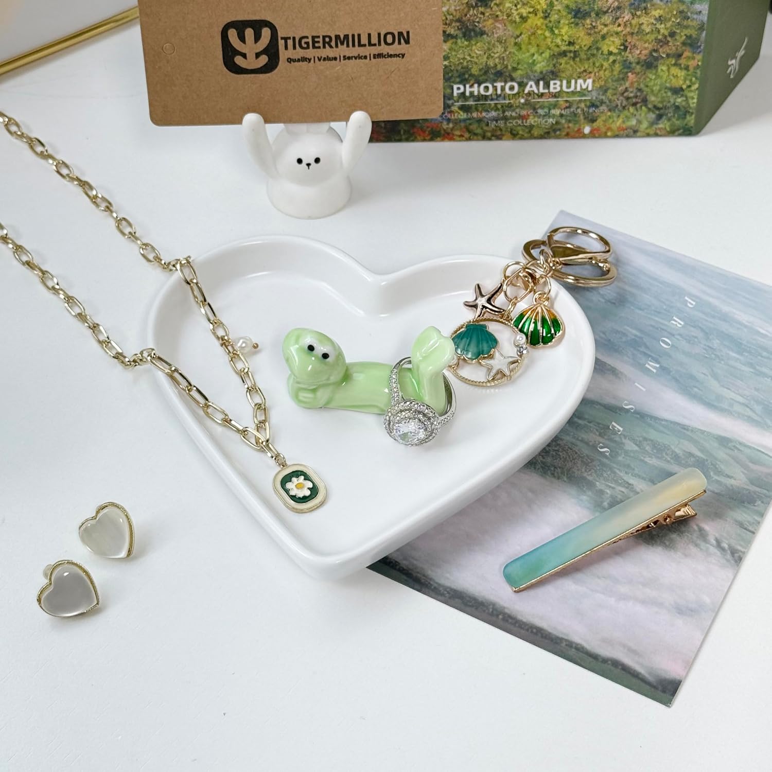 Heart-Shaped Ceramic Jewelry Dish Tray
