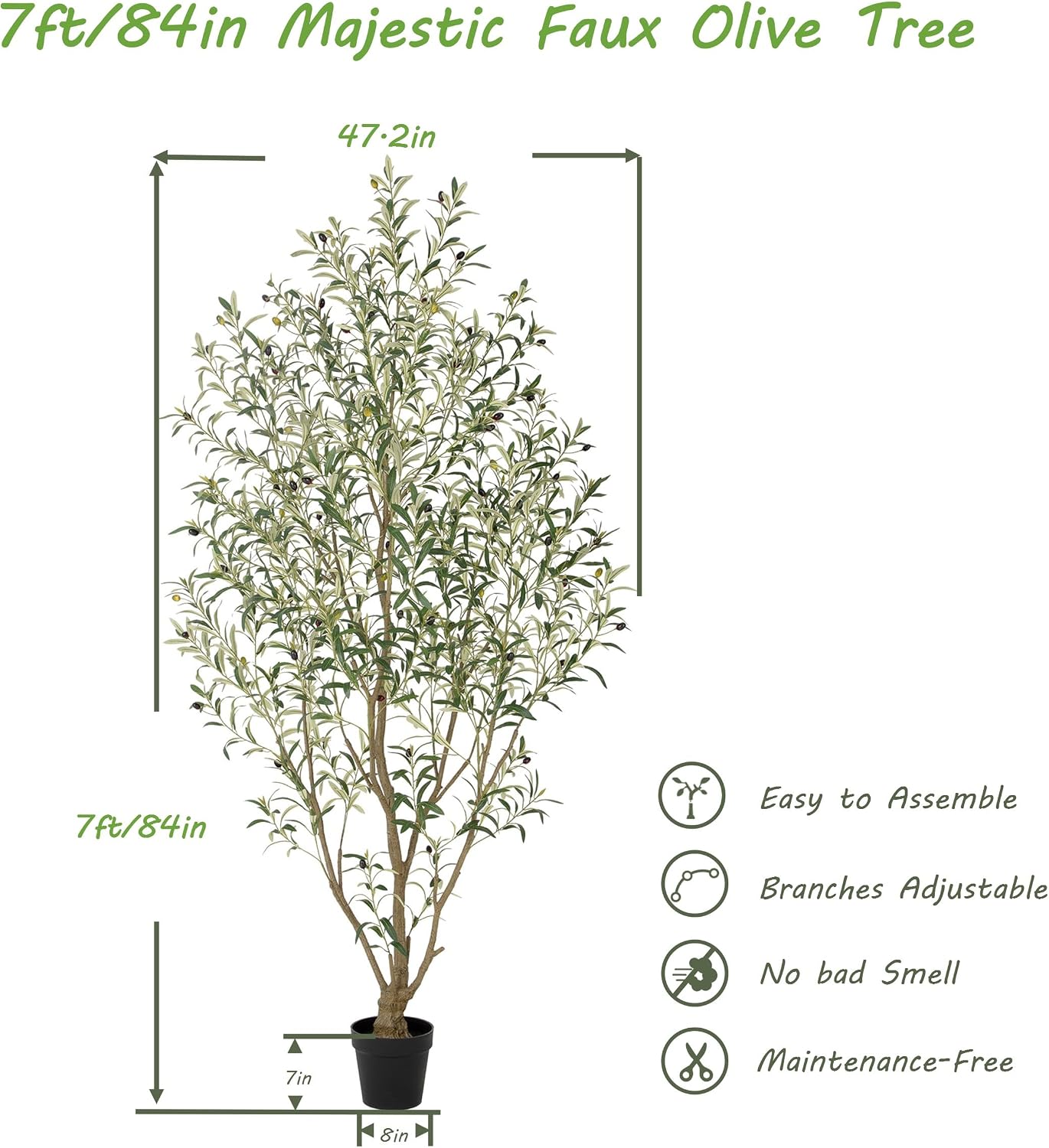 Super Full Faux Olive Tree / 7ft / 7 Inch