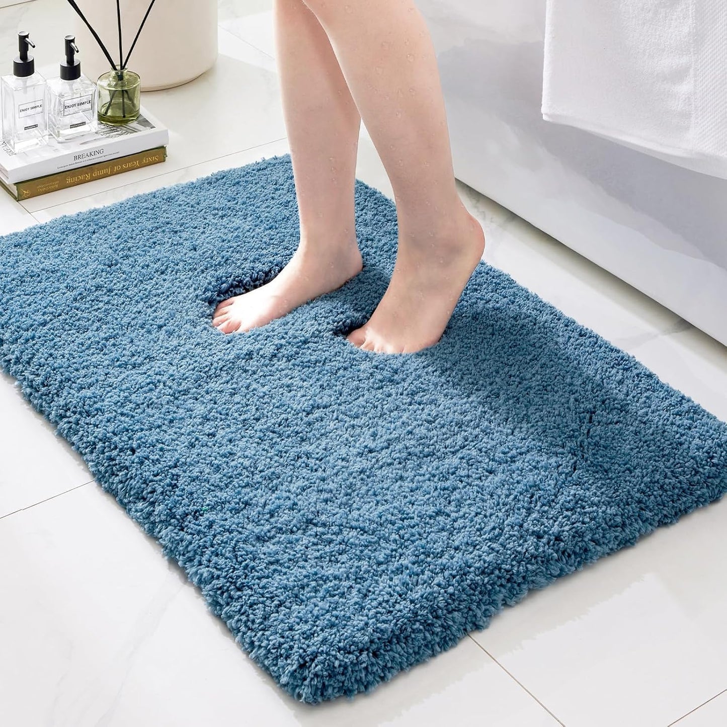 OLANLY Toilet Rugs U-Shaped 24x24, Soft Absorbent Chenille Contour Rugs