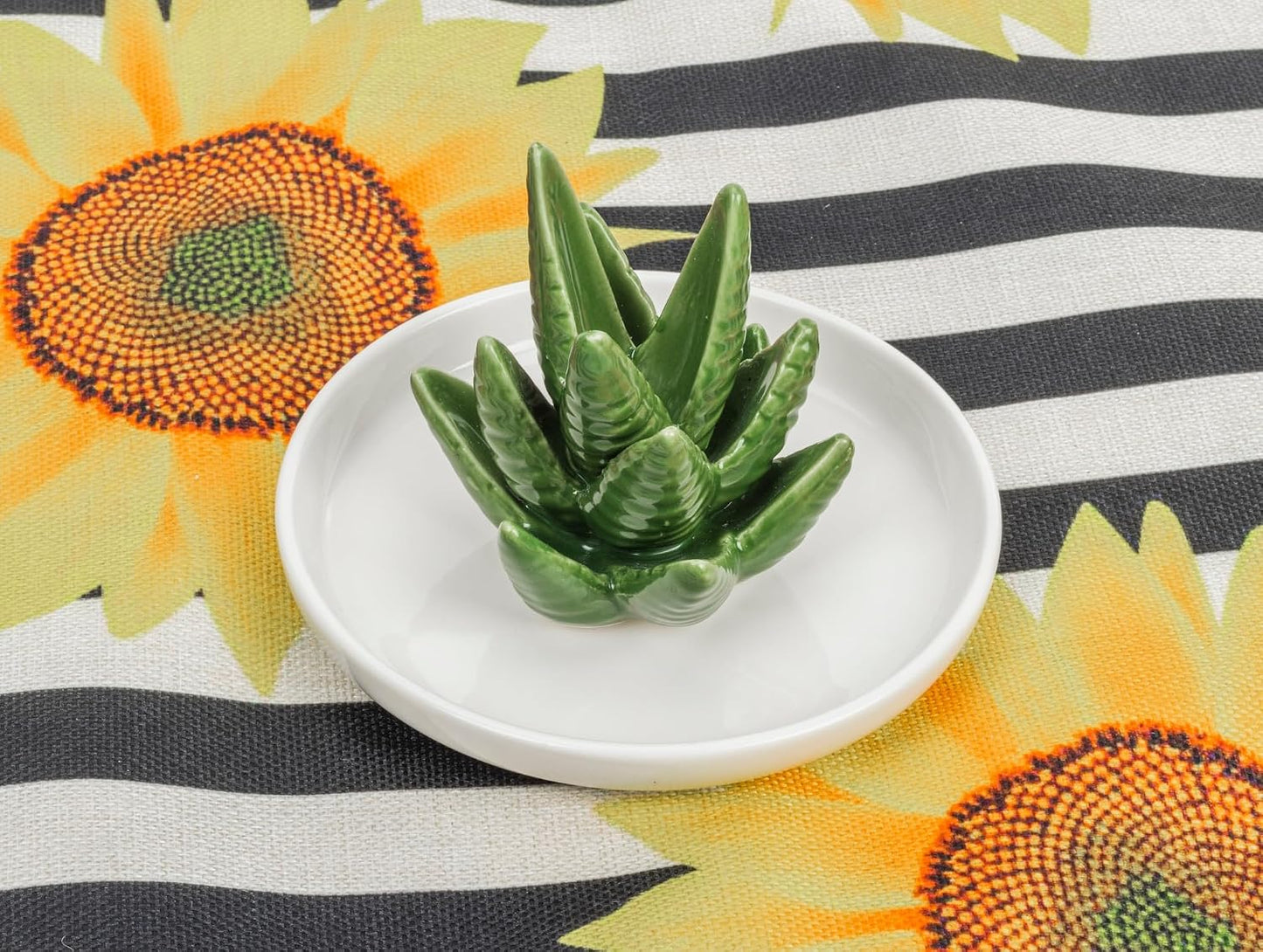 Ceramic Plant Decor Jewelry Dish Bracelet Earrings Necklace Tray for Birthday Gifts / Green