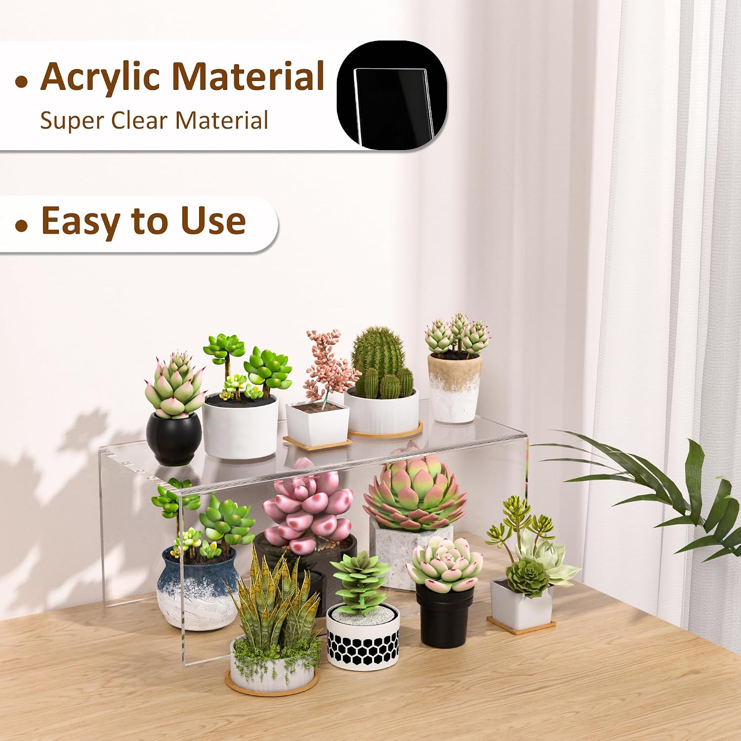 Sezanrpt Acrylic Shelf Riser 12x5.5x5 pack of 2, Countertop Acrylic Display Storage Organizer for Funko Pop Figure