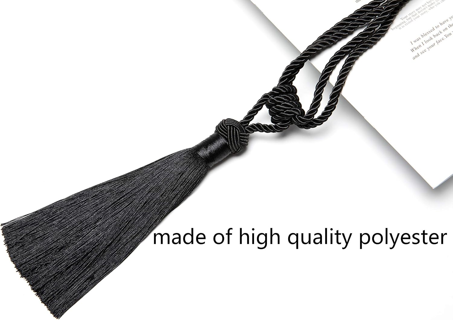 BEL AVENIR 4 Pack Curtain Tiebacks Hand-Woven Tassels Holdbacks | Black, Elegant, Home Decorative Tassels Ties for