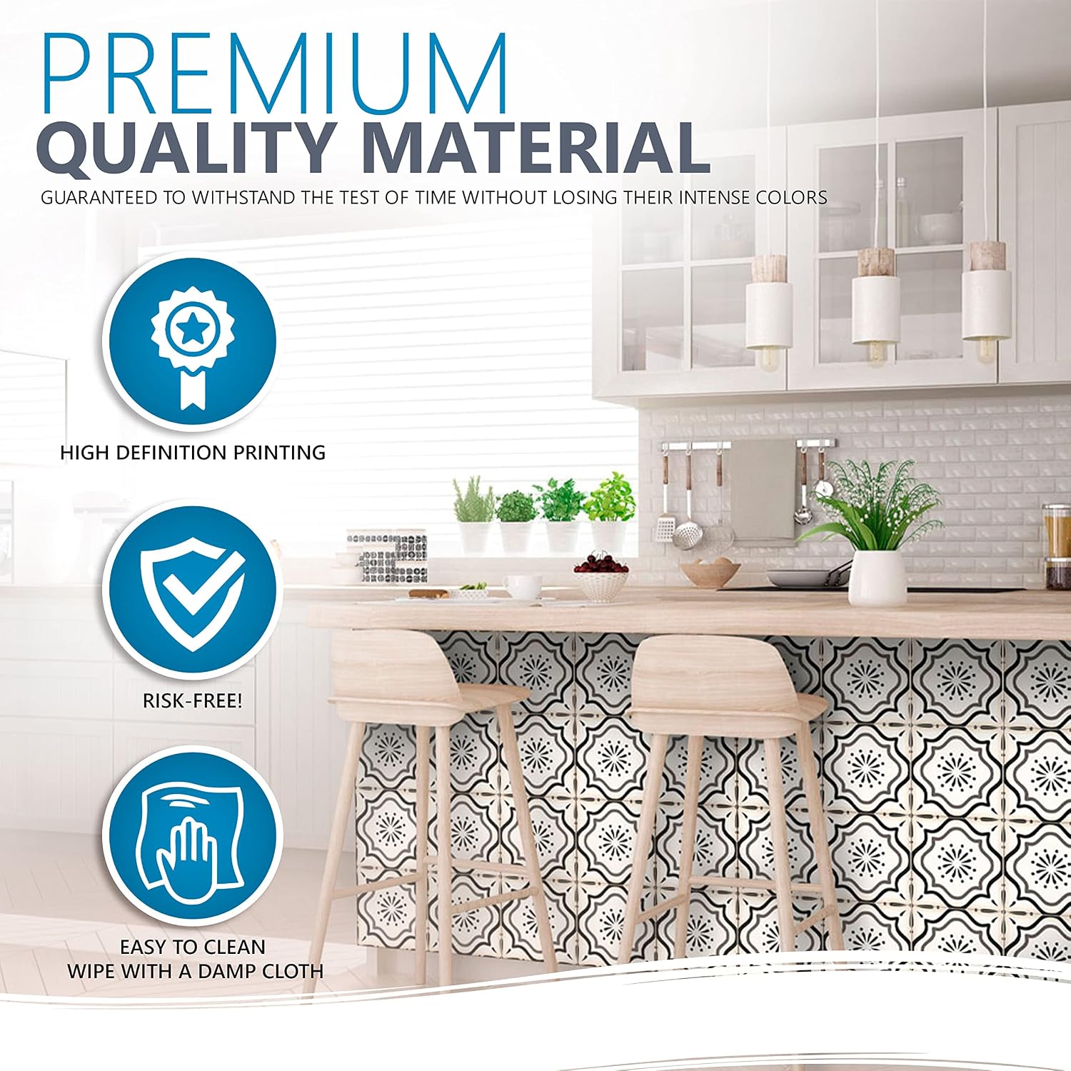 & White Collection Peel and Stick Tile Stickers 24 PC Set backsplash Tile Decals Bathroom & / Black