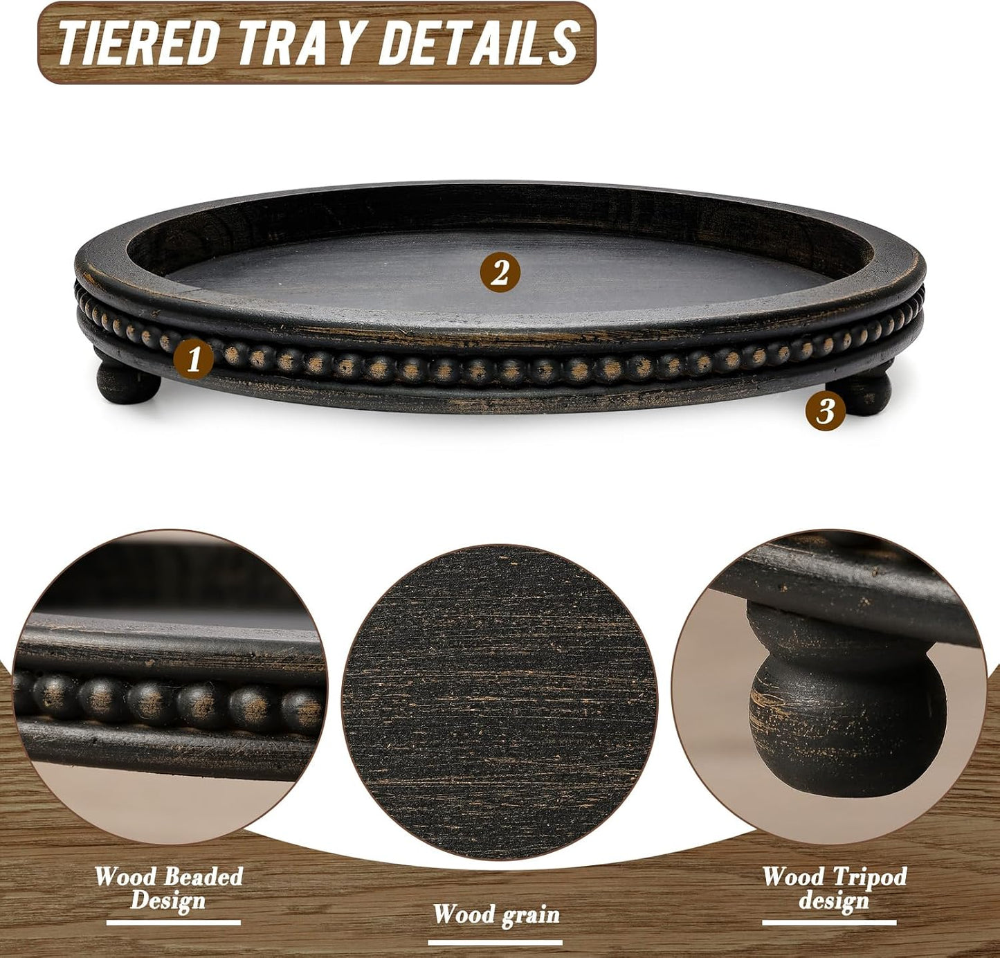 Wooden Tray Decor / Black