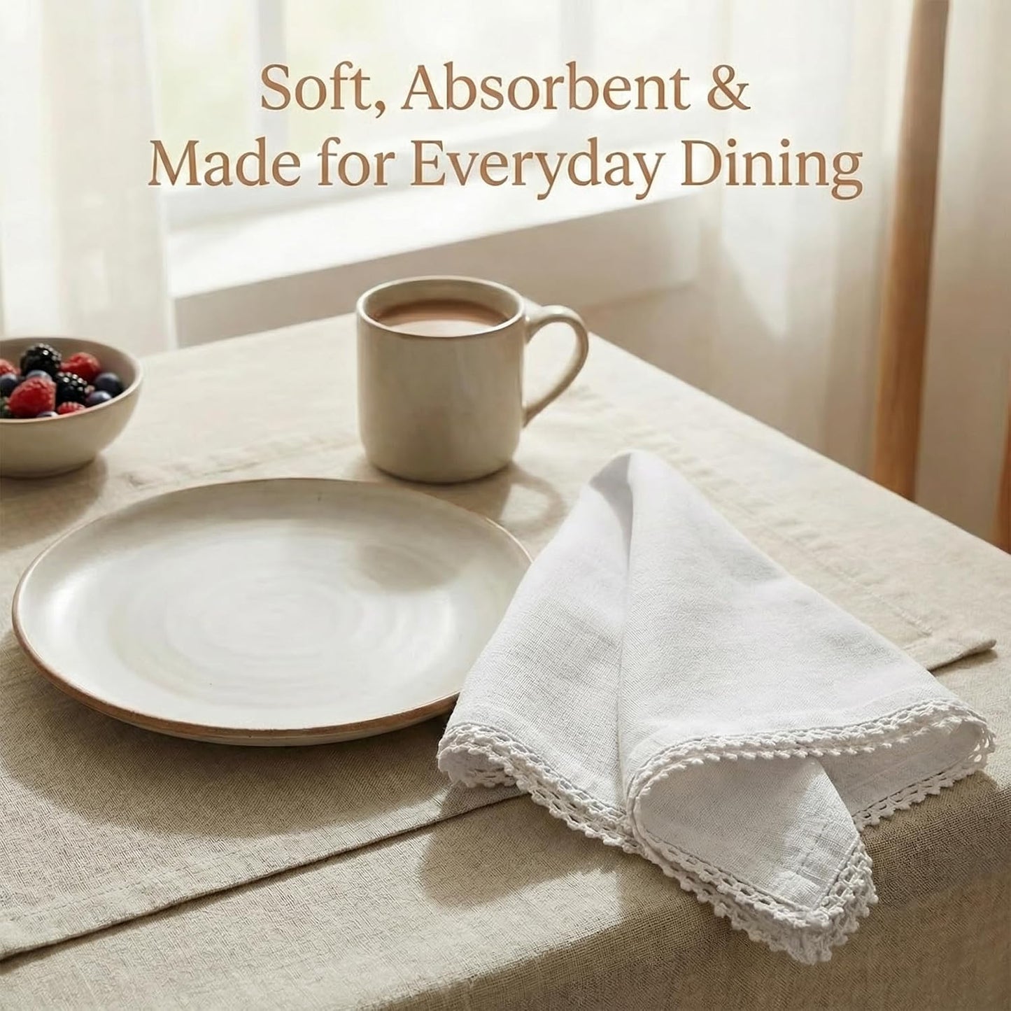 ACCENTHOME White Cloth Napkins Set of 12 18x18 inch Cotton Dinner Napkins - Washable Soft Premium Hotel Quality