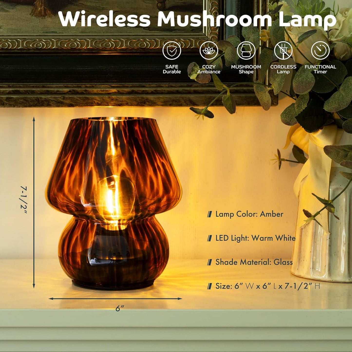 Vintage Small Table Lamp / Amber