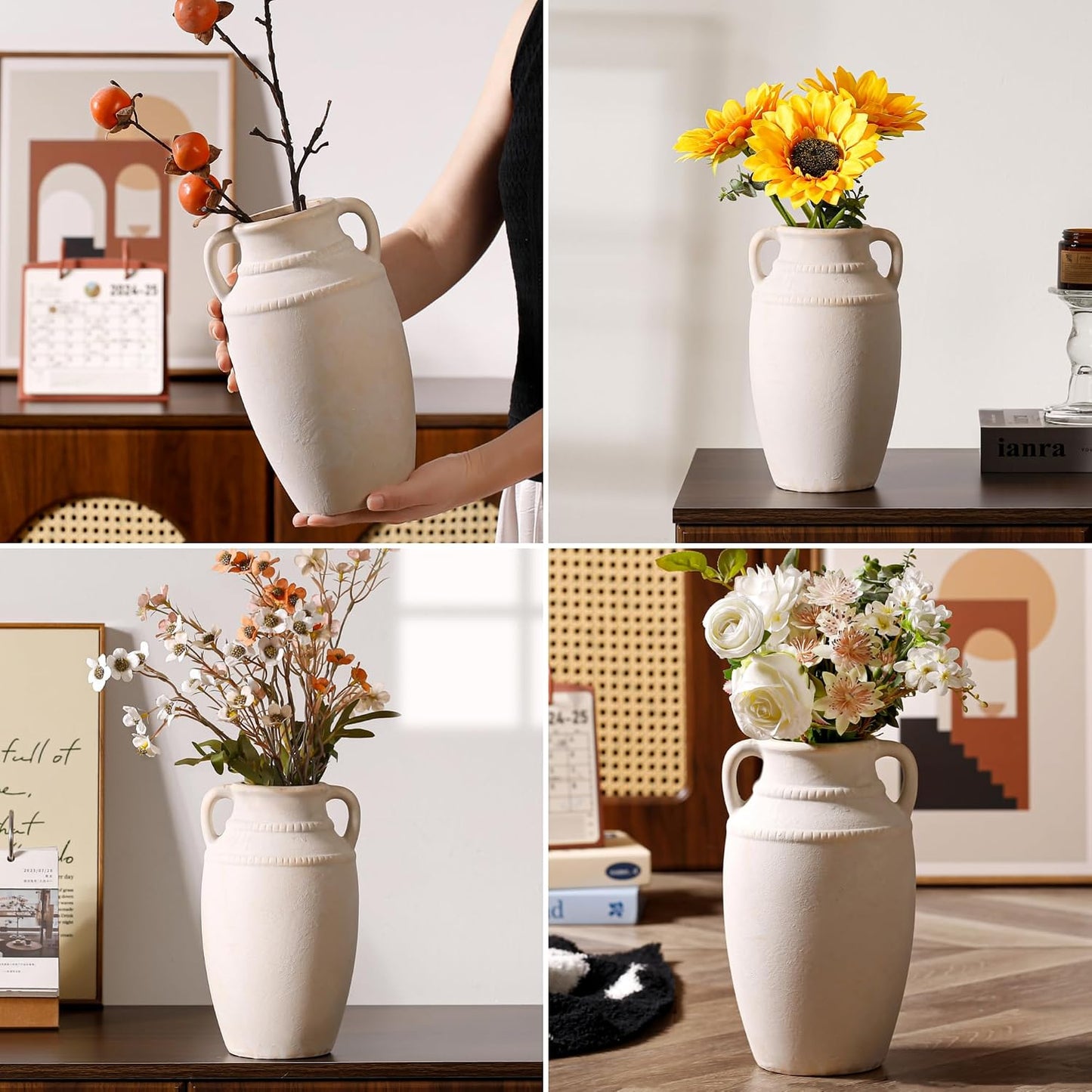Ceramic Vase / Modern Boho Home Decor / Beige / 10.5 Inch