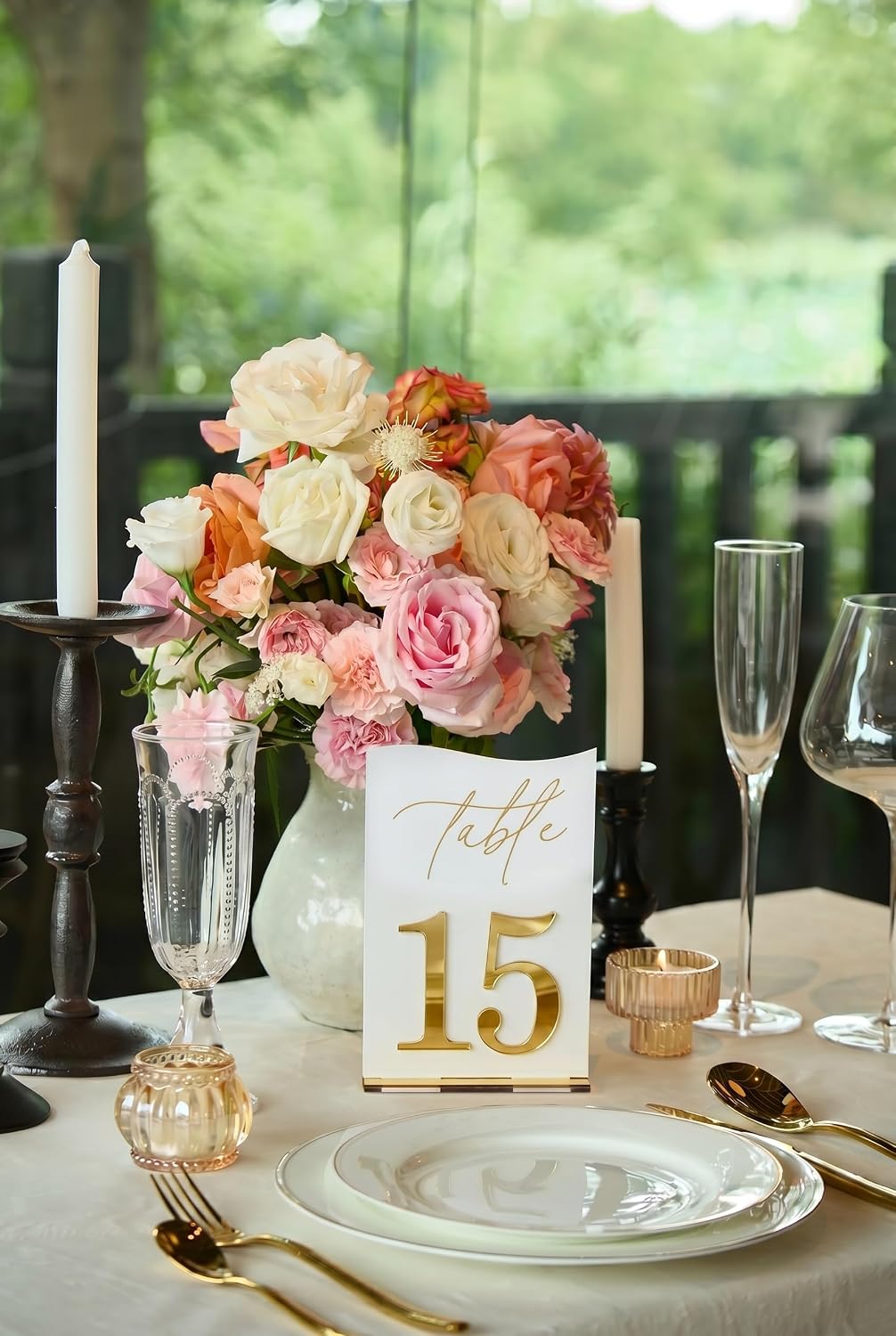 Modern White Acrylic Wedding Table Numbers 21-40 Set with 3D Raised Effect, Self-Standing Modern Table Signs for