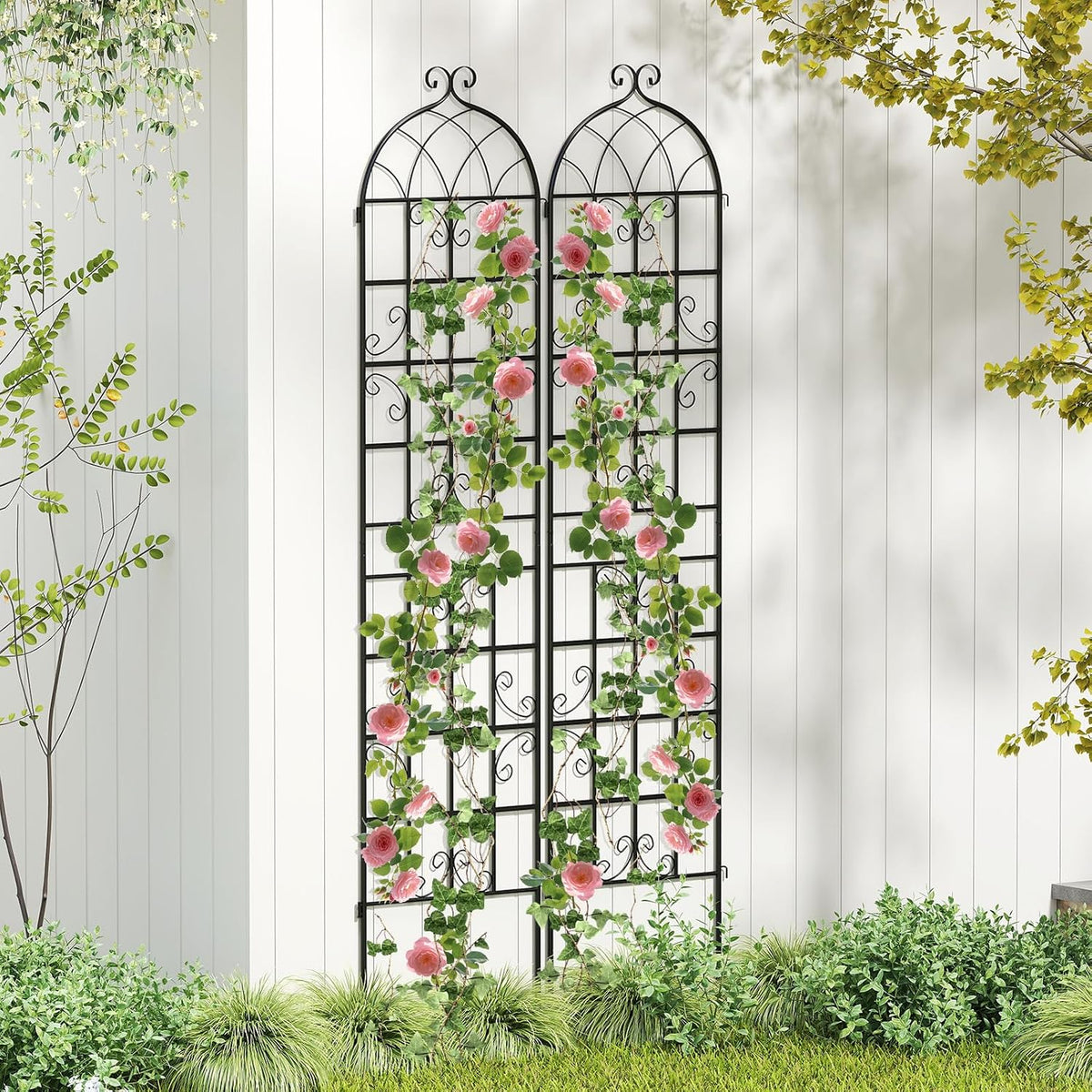 Giantex 2 Packs 86"x20" Metal Garden Trellis for Outdoor Climbing Plants, Heavy-Duty Plant Support for Vine Rose
