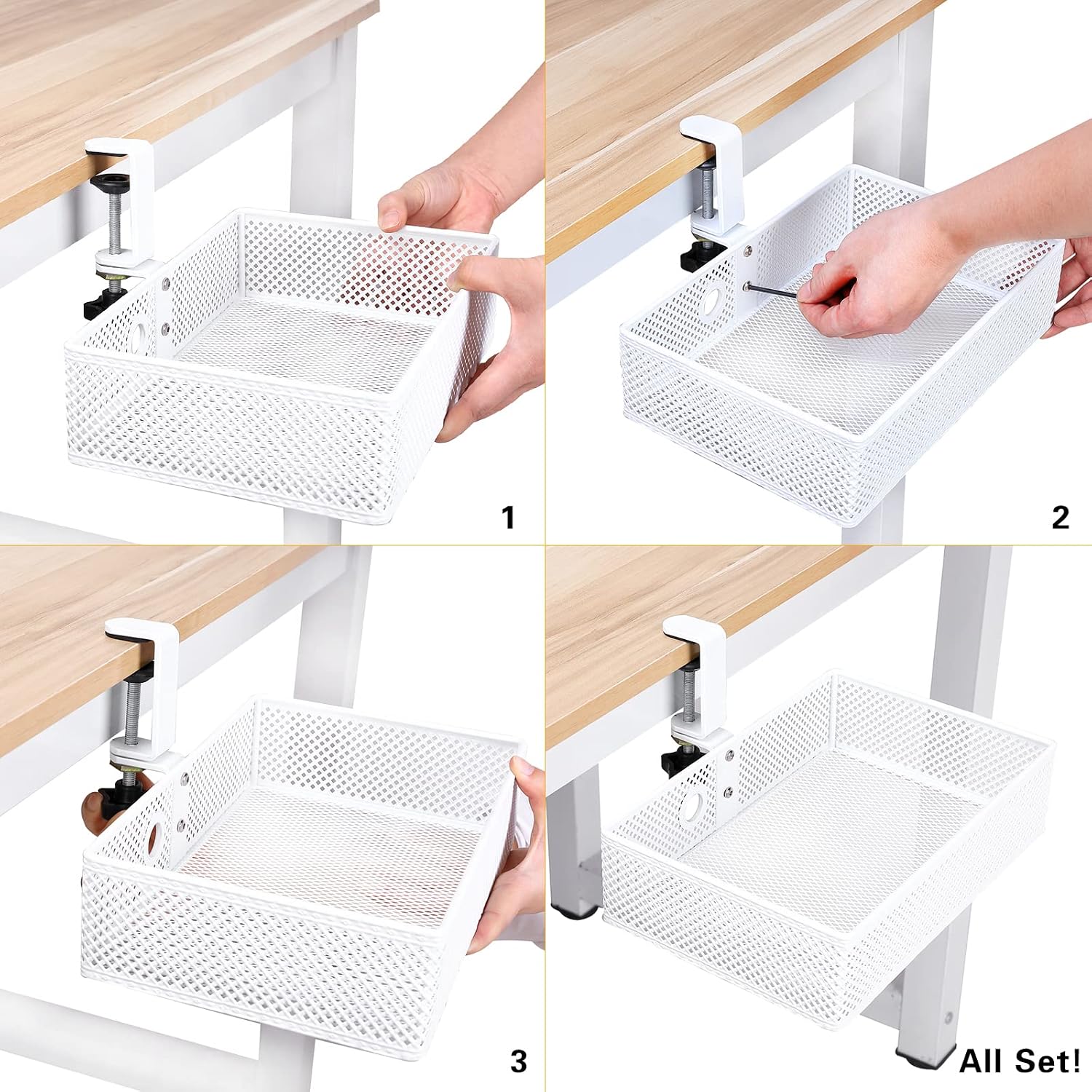 Under Desk Drawer, Clamp on Desk Organizer Hanging Desk Storage Under Table | Under desk organizer: clamp on desk