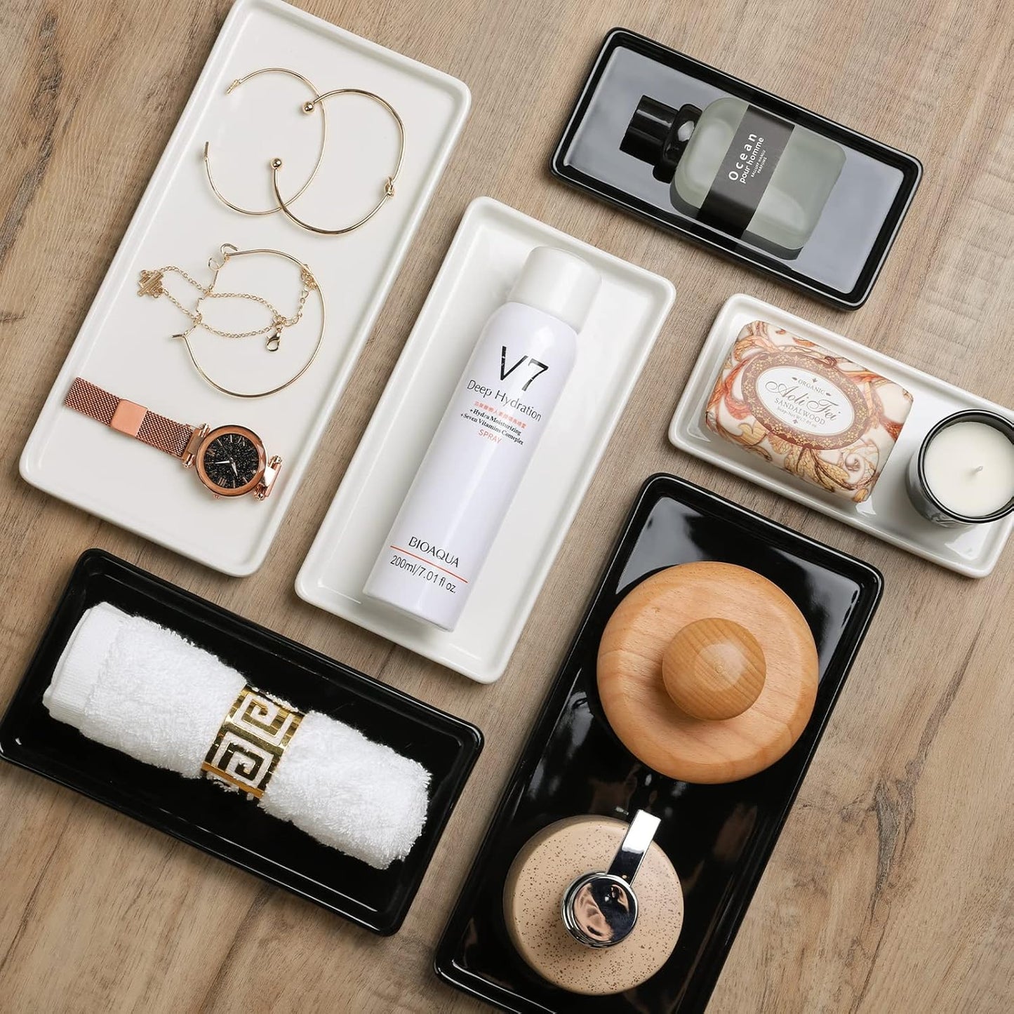 Ceramic Vanity Trays / White / S - 6.3 / Set of 2