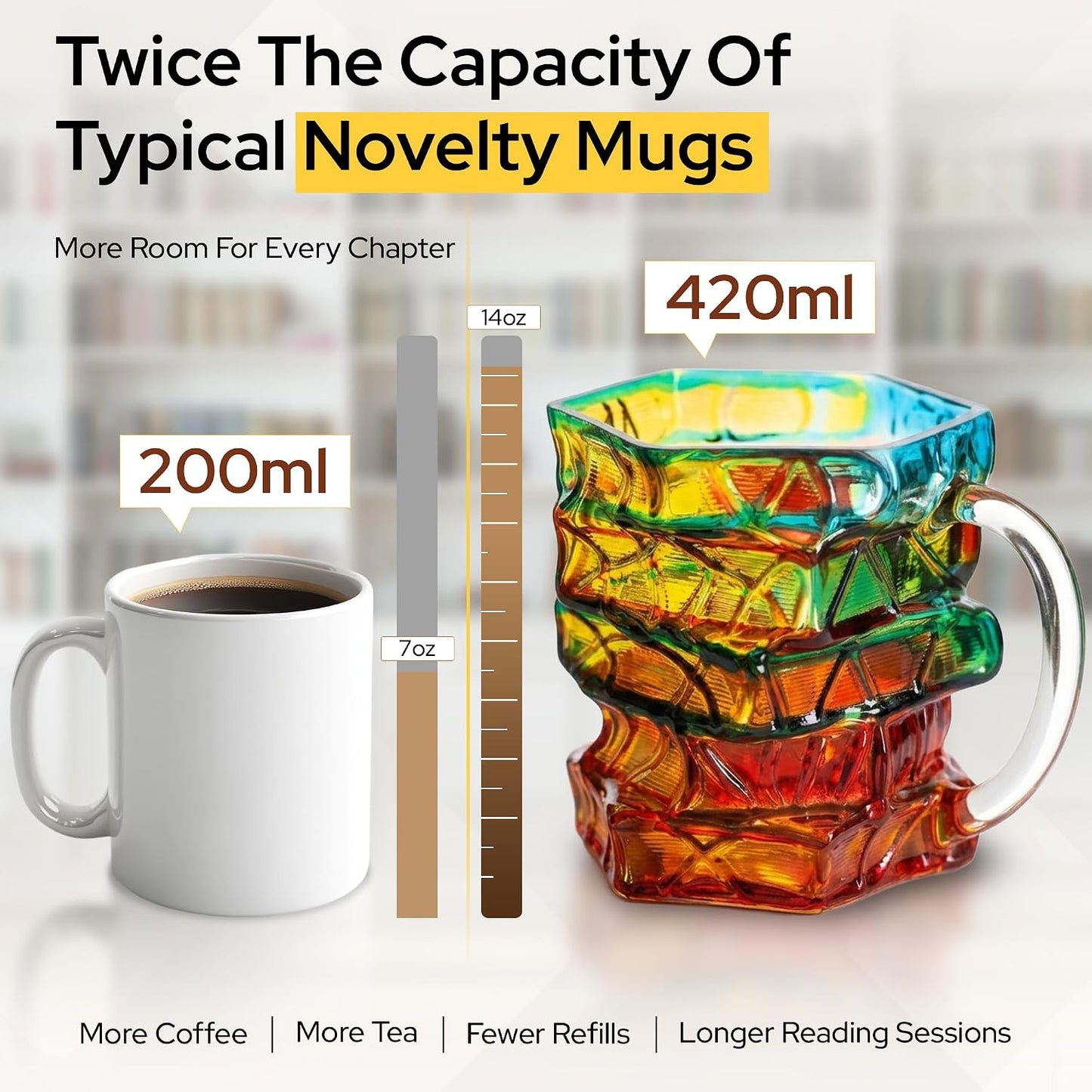 3D Stained Glass Book Mug 14oz