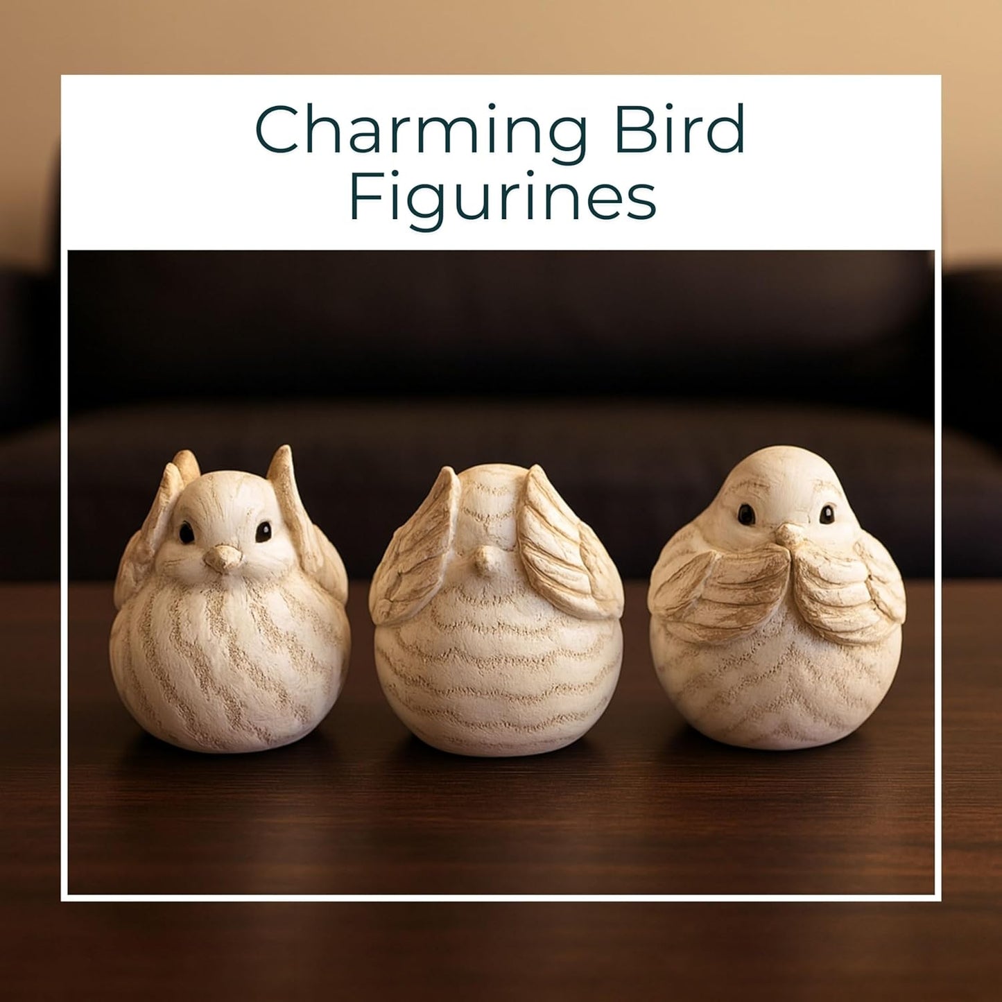 Polyresin Rustic Bird Statues / Set of 3