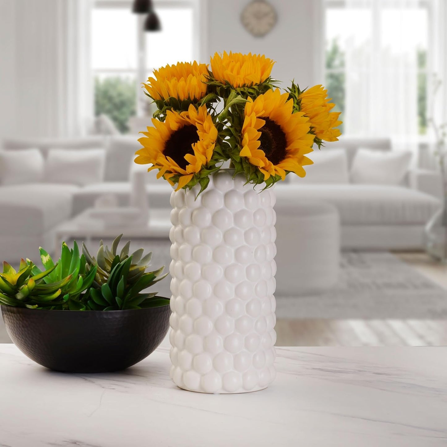 Ceramic Decorative Vase / 11.8 Inch / White / 12 Inch