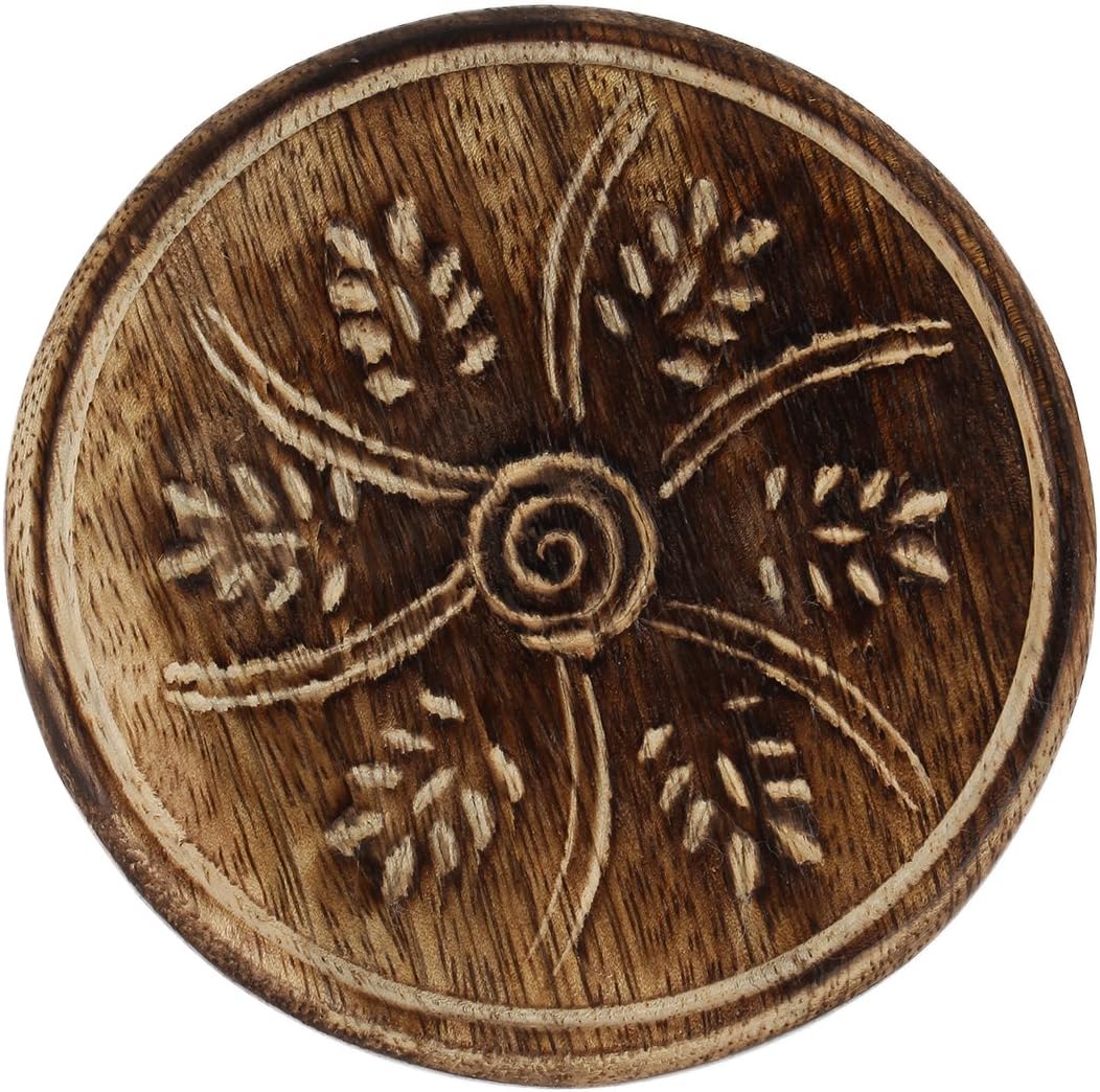 Lotus Shaped Holder in Rustic Wood Design Carving / Set of 6