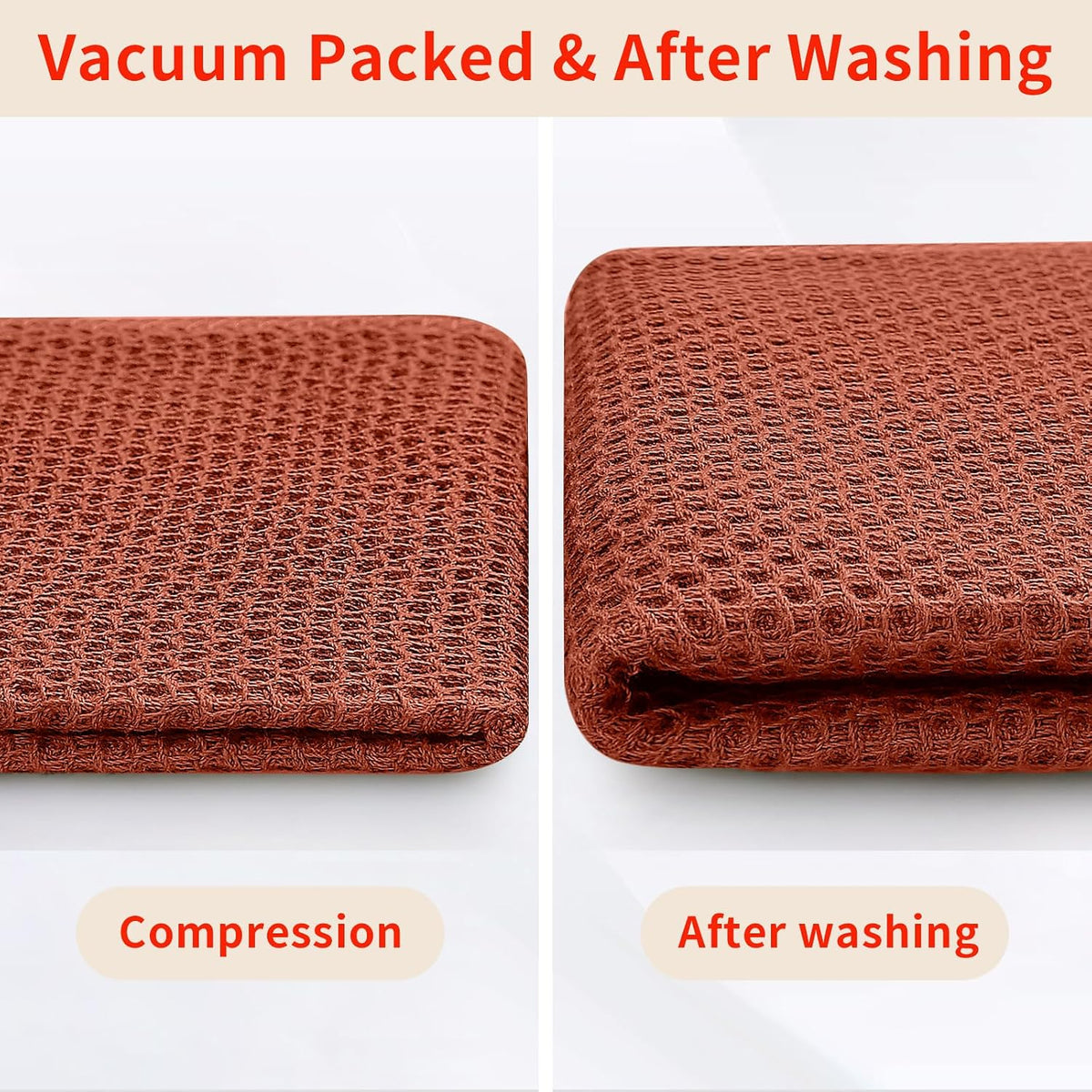 Homaxy 100% Cotton Oversized Waffle Weave Kitchen Towels 4-Pack, Rust | 20 x 28 Inches, Ultra Soft Absorbent Dish