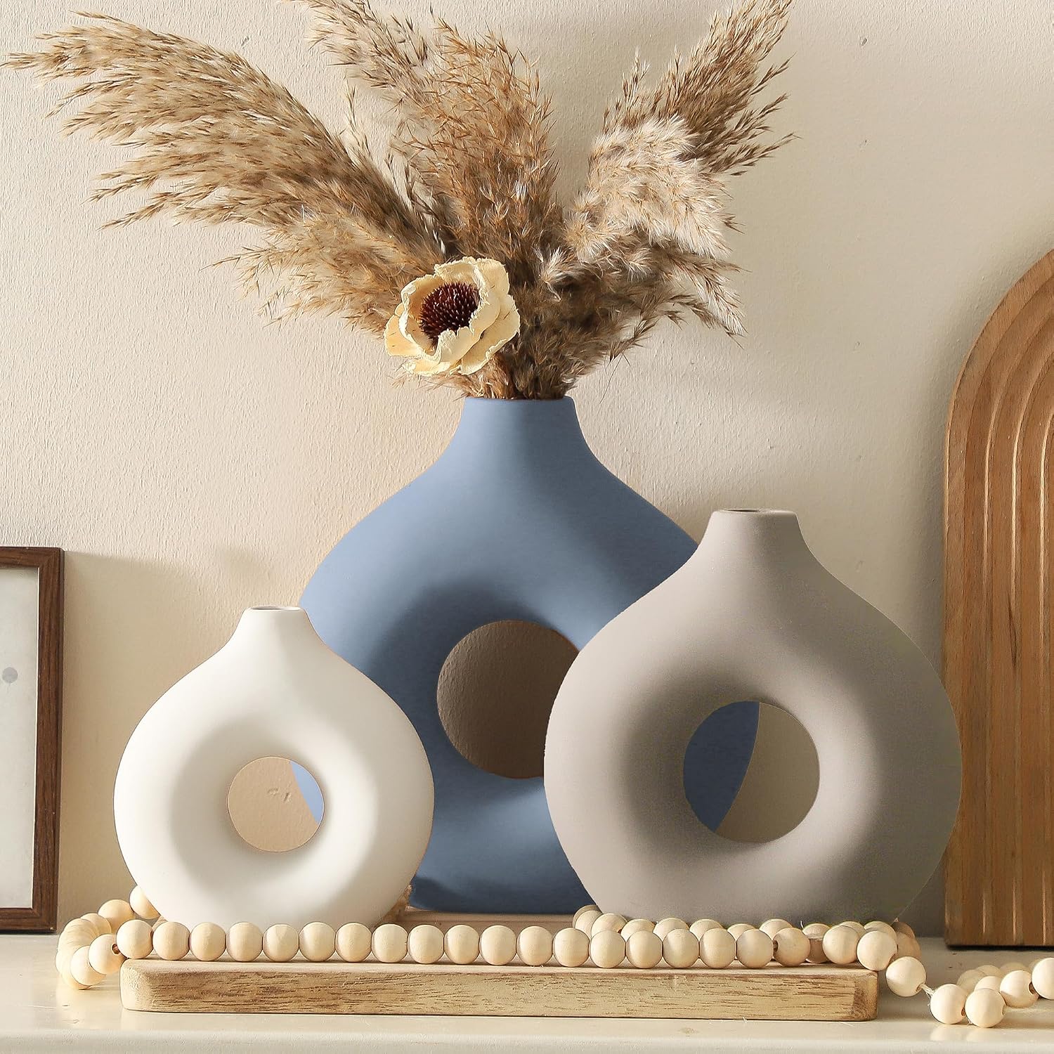Ceramic Vase Home Table Decor / Blue / Set of 3
