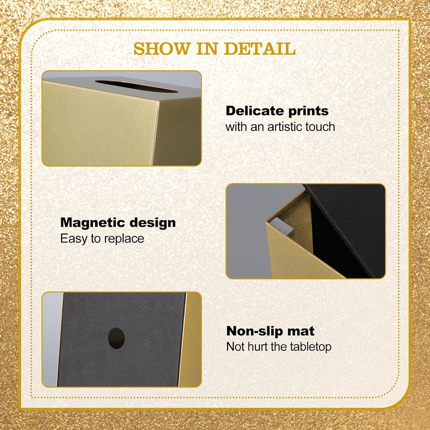 Modern Facial Tissue Holder / Gold