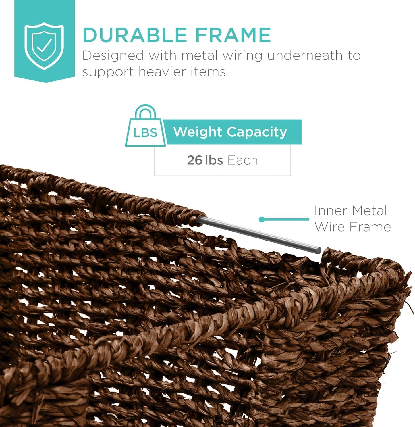 Rustic Multipurpose Stackable Seagrass Storage Basket / Brown / Set of 4