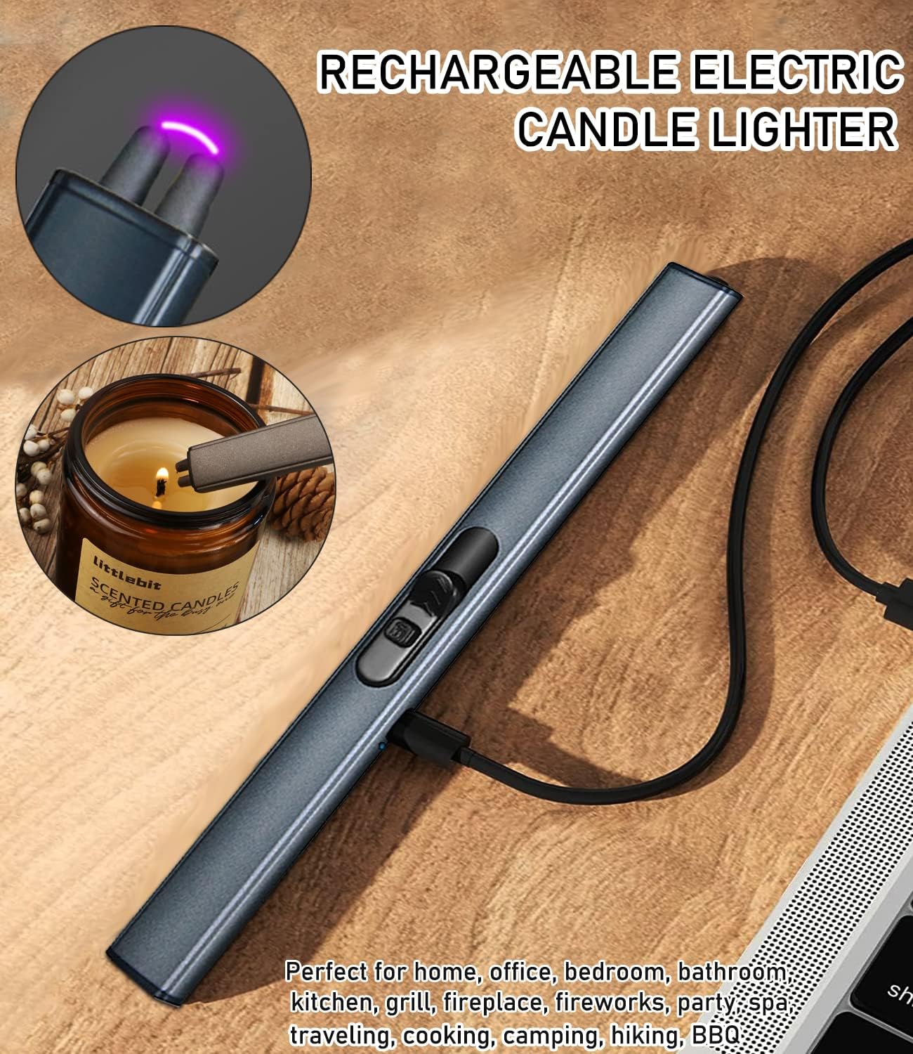 5IN1 Candle Accessory Set, Candle Wick Trimmer Cutter, Candle Snuffer & Candle Wick Dipper,Electric Lighter,Storage