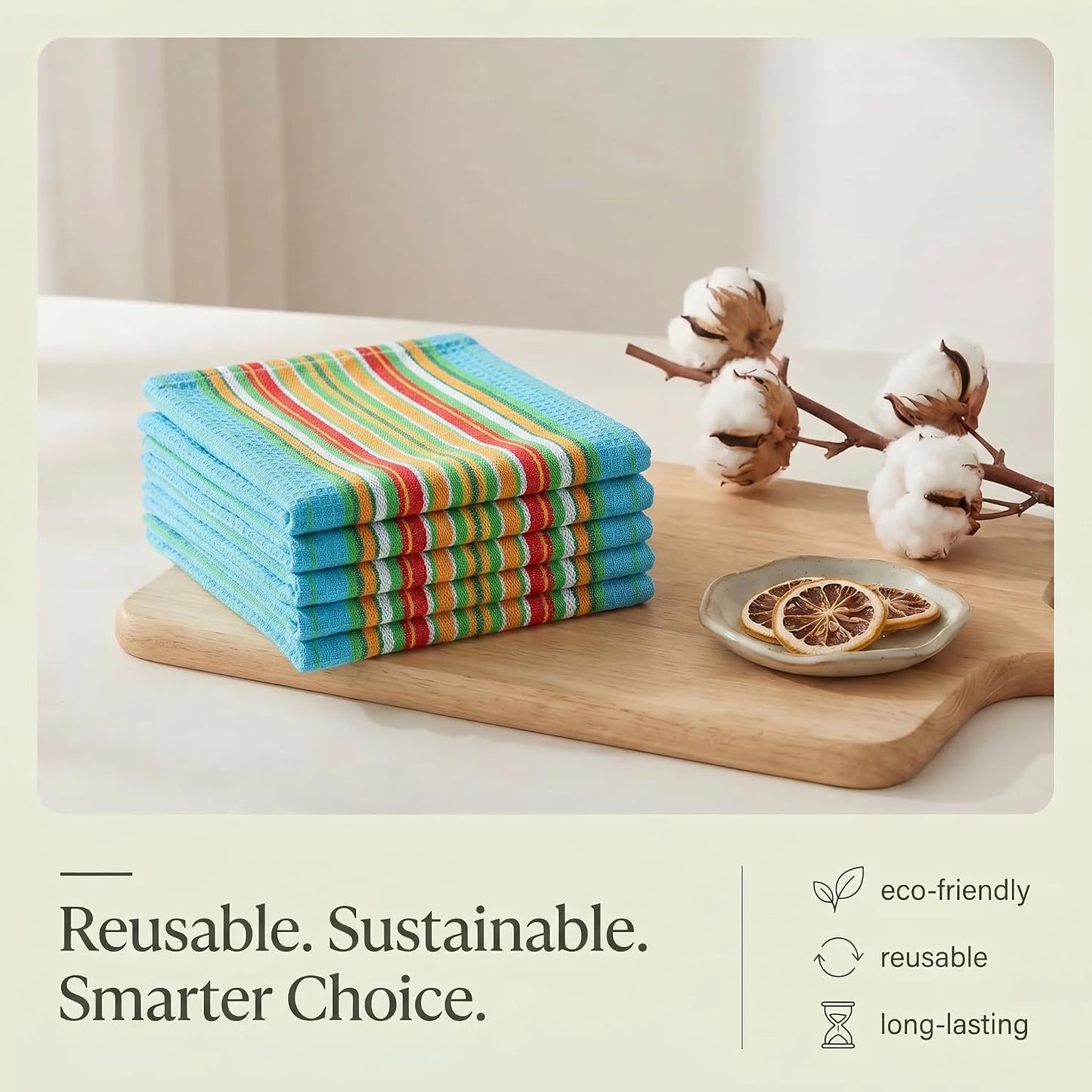Urban Villa Kitchen Towels Cotton Dish Towels 20”x30” (Set of 6) Azure